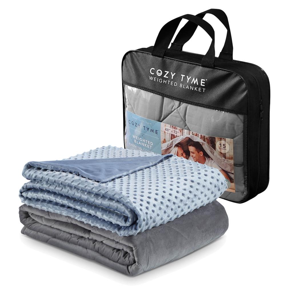 Cozy Tyme B17020-15LBT-LS Eshe Light Blue 48-in x 72-in Cotton Weighted blanket