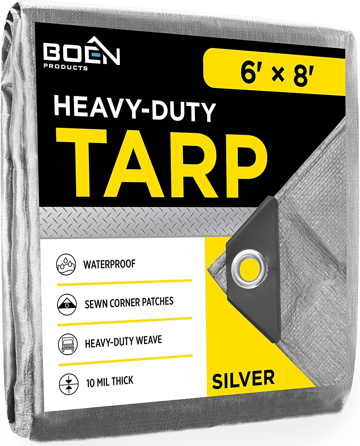 BOEN SLV-68 6-ft x 8-ft Silver Waterproof Commercial Polyethylene 10-mil Tarp