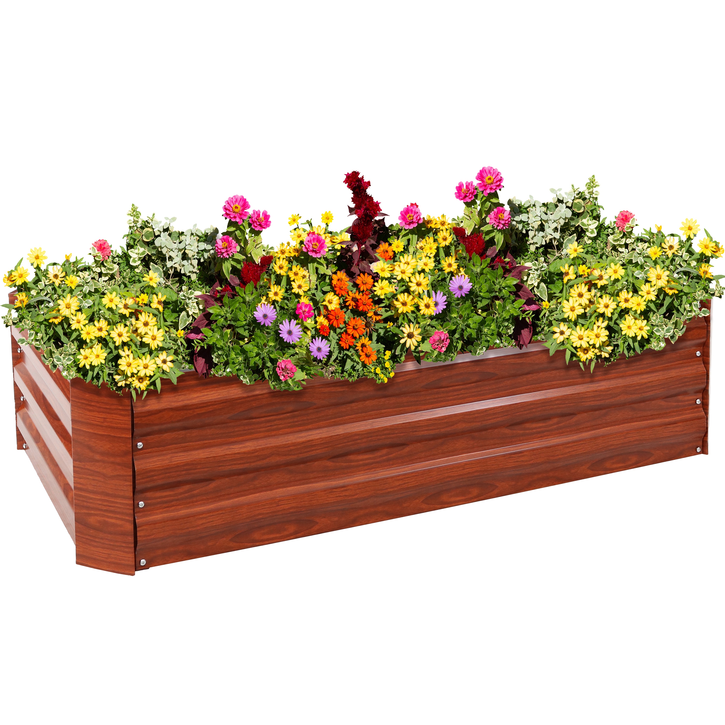Sunnydaze Decor HB-536 48.0-in W x 24.0-in L x 11.75-in H Elevated Woodgrain Galvanized Metal Raised Garden Bed