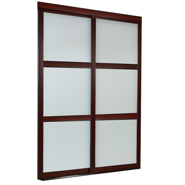 ReliaBilt 9700 Series Northwood 72-in x 80-in Cherry Frosted Glass Prefinished Pine Wood Sliding Door (Hardware Included) ReliaBilt 9700 Series Northwood 72-in x 80-in Cherry Frosted Glass Prefinished Pine Wood Sliding Door (Hardware Included)
