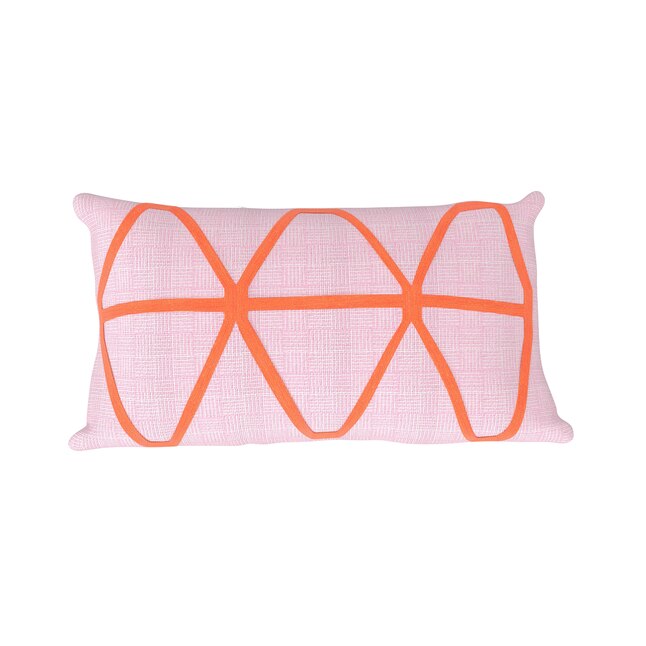 Allen Roth Geometric Pink Geo, Hot Pink Lumbar Outdoor Pillows