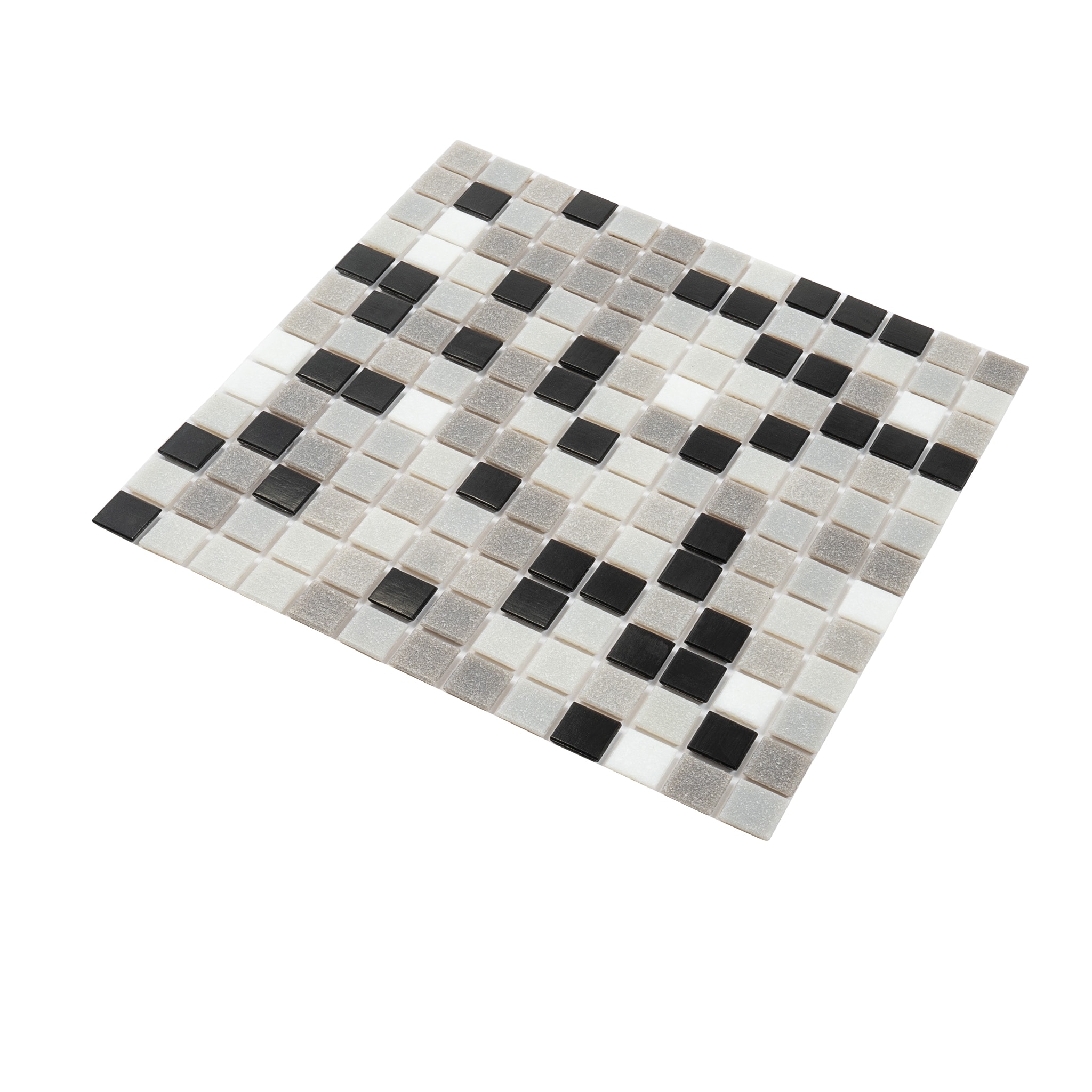 12" x 12" Black and Gray Glass Mosaic Tile