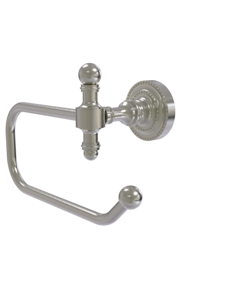 Allied Brass RD-24E-SN Retro Dot Satin nickel Wall mount Single post Toilet Paper Holder 1 -Rolls with Storage