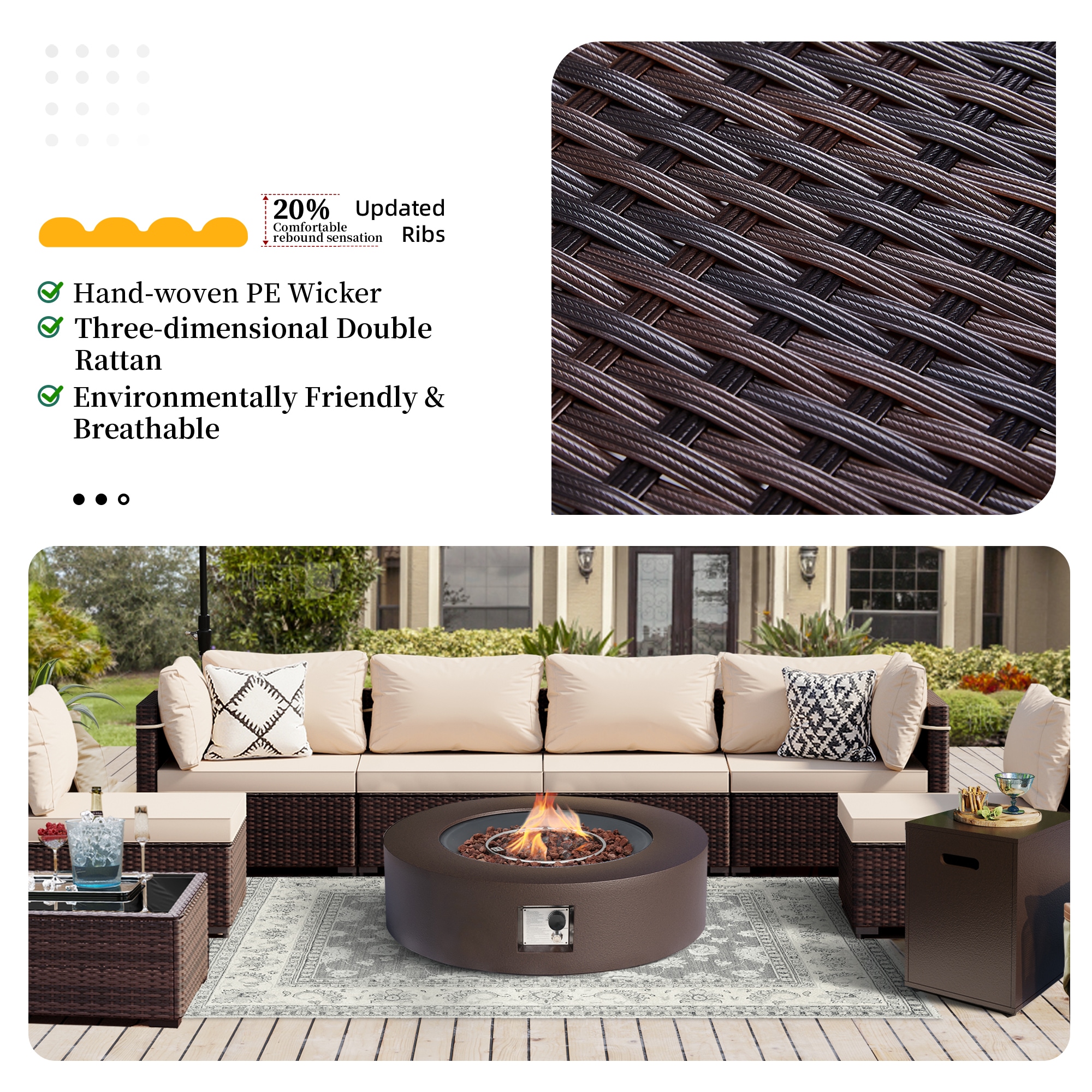 UPHA PL-2CZ-42TPBR-Z1 Patio-Conversation-Sets - View #5