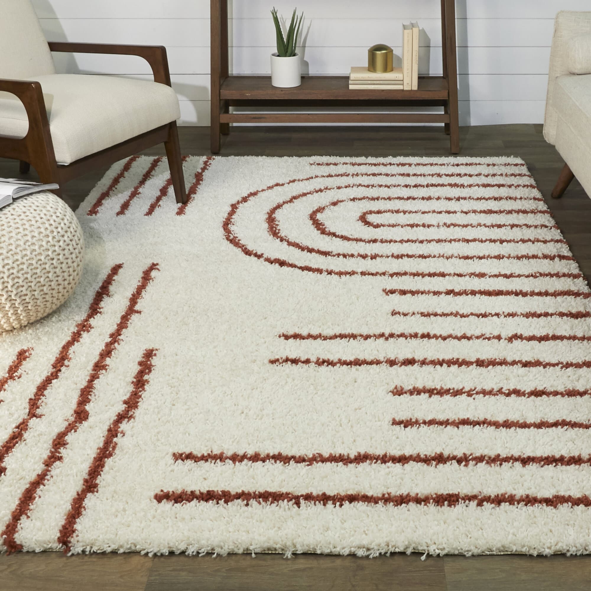 Balta 3091600 Janus 5 x 7 (ft) Loomed Polypropylene Burnt Orange Rectangular Indoor Geometric Bohemian/Eclectic Area rug