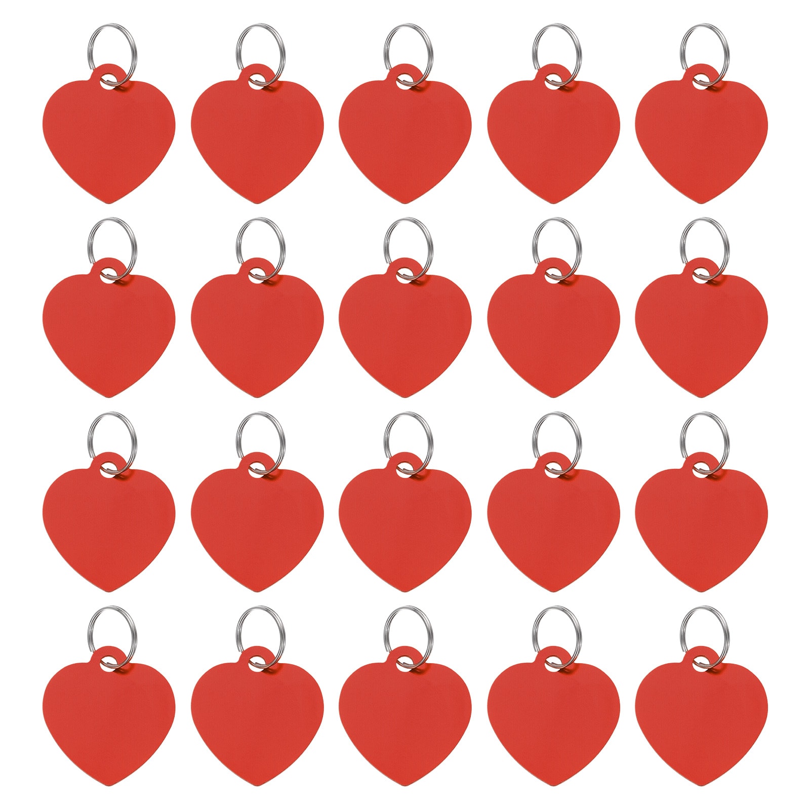 Unique Bargains Pet ID Tags Metal Engraving Tags Heart-Shape Dog ID Tag Red Blank Tags with Key Rings for Pet Dog Cat Stamping Pendant Decoration 20pcs