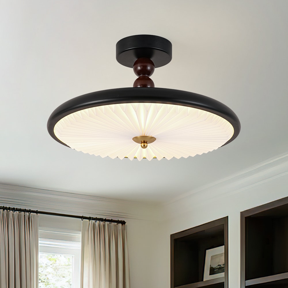 Zicbol 15.75-in Matte Black Indoor LED Semi-flush Mount Light with Acrylic Shade