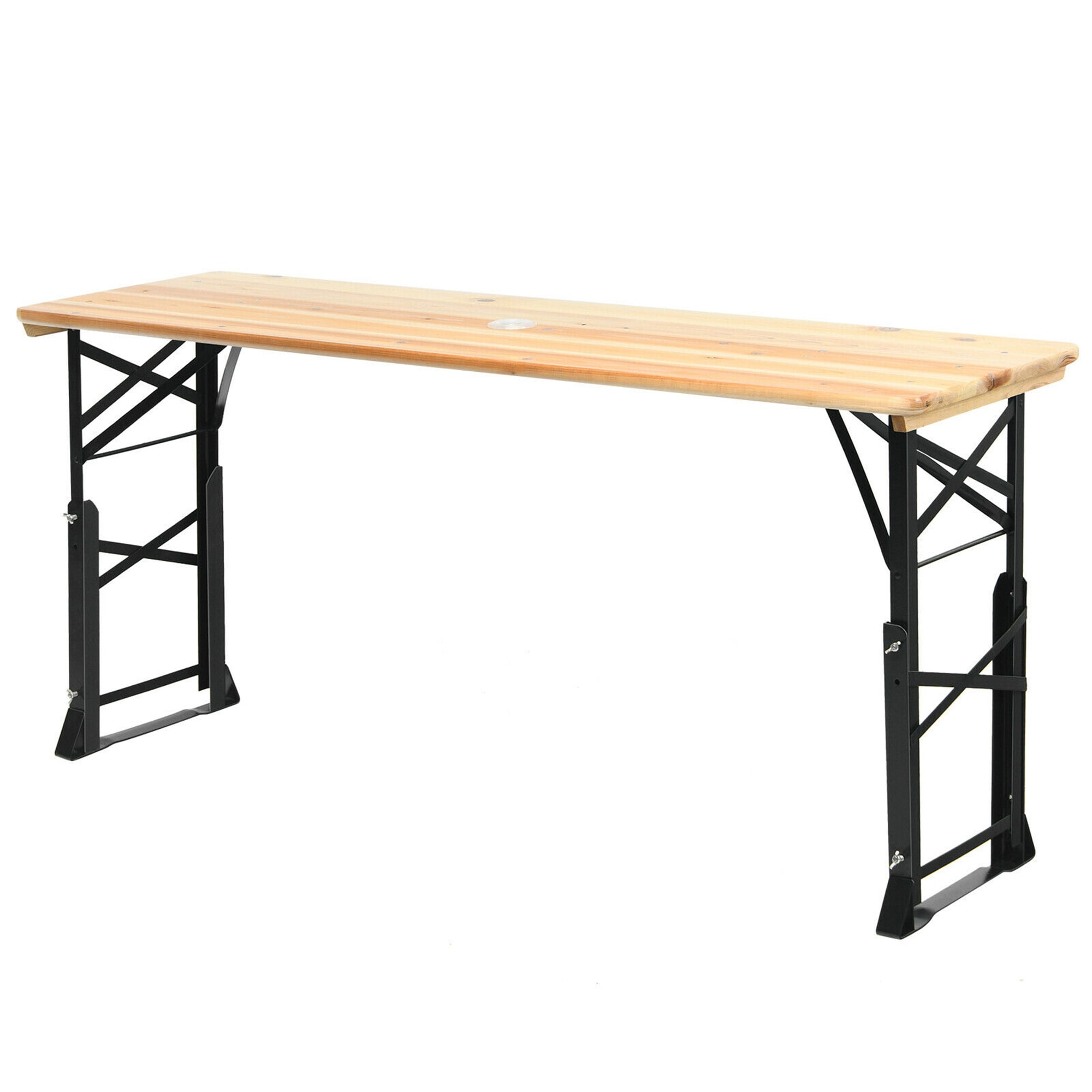 Costway OP70829 66.5-in Yellow wood Rectangle Picnic Table
