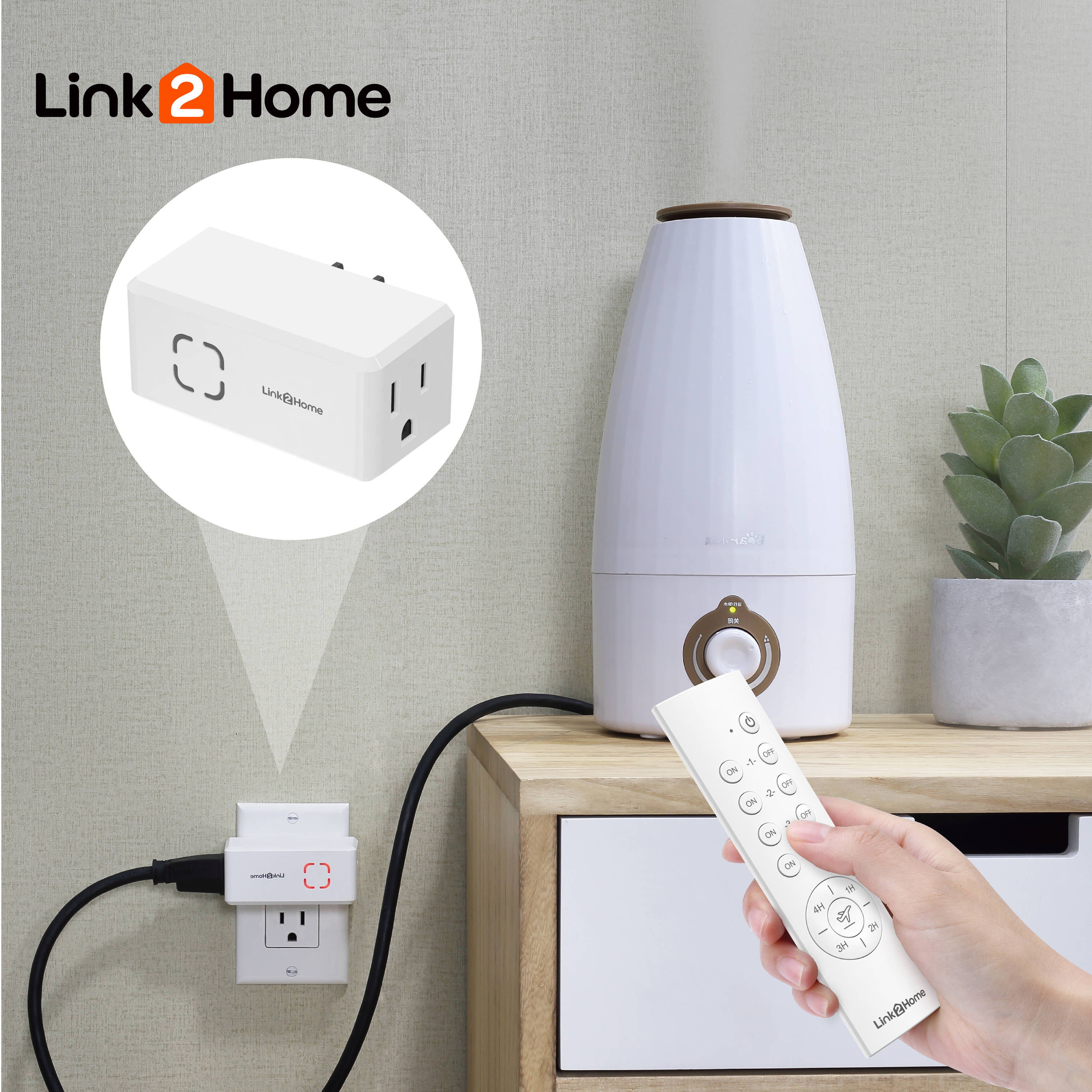 Link2Home Wireless Remote Control Outlets & Countdown Timer Indoor  EM-RF500W
