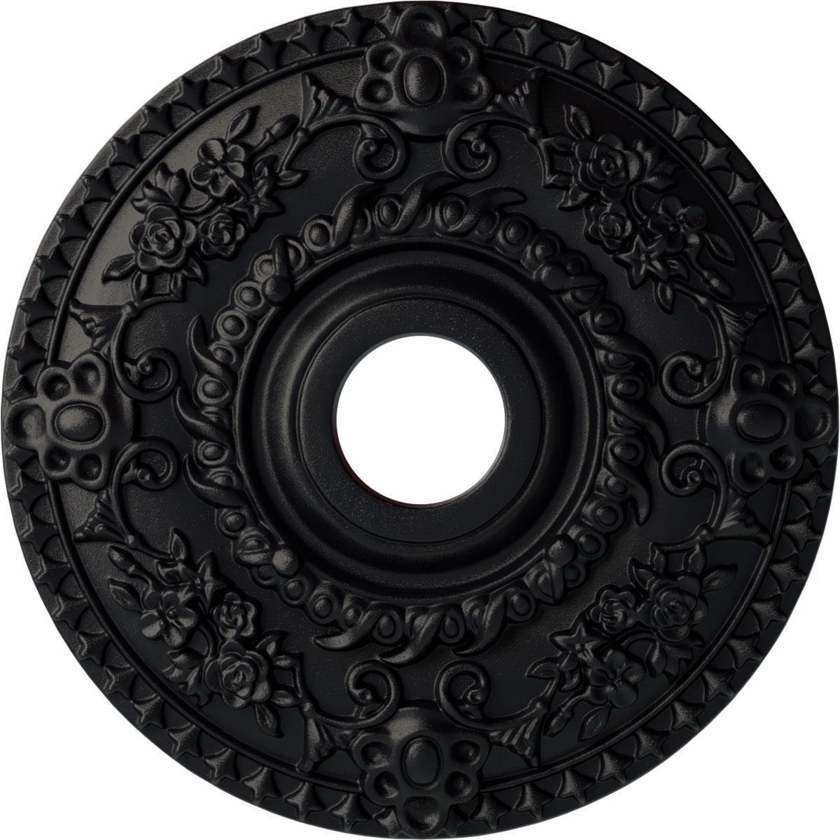 Ekena Millwork CM18ROSGS Rose 18-in W x 18-in L Painted Steel Gray Polyurethane Whole Ceiling Medallion