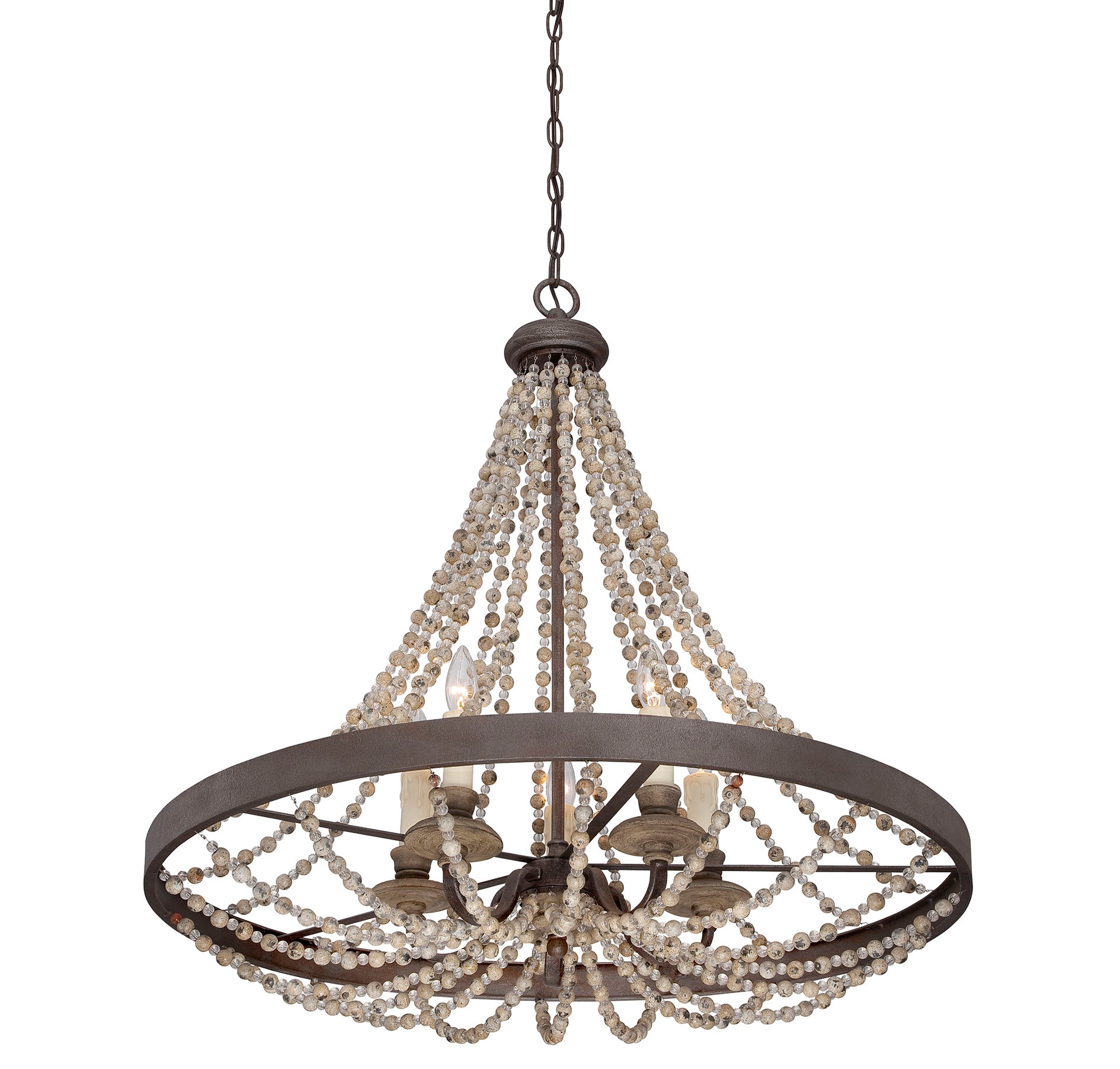 Mallory Rustic Elegance 5-Light Pendant with Fossil Stone Finish