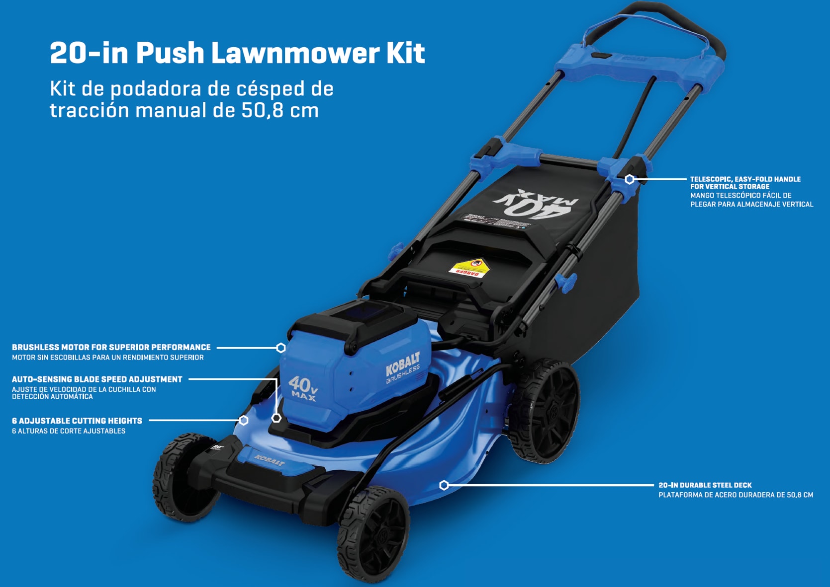 Kobalt Gen4 40 volt 20 in Cordless Push 6 Ah 1 Battery and Charger Included KPM 1140A 03 at Lowes