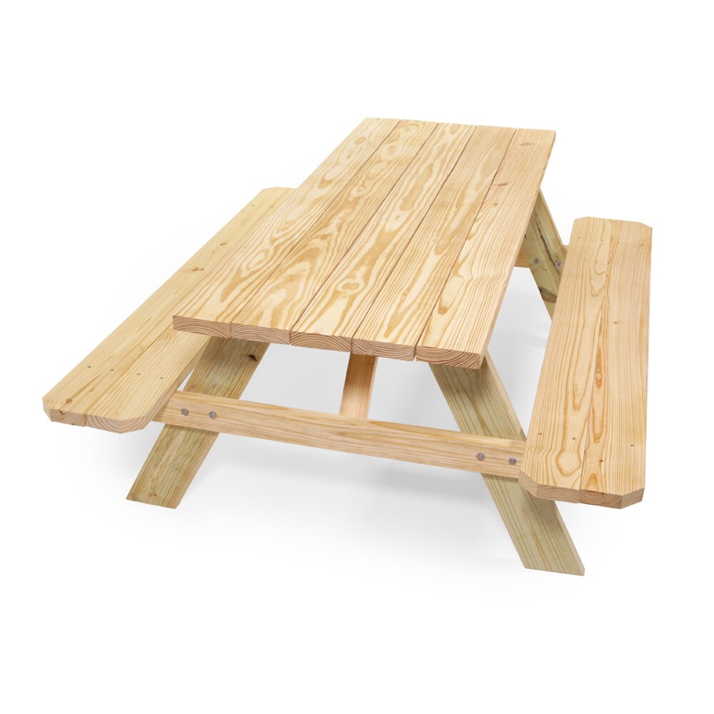 Style Selections 72-in Brown Southern Yellow Pine Rectangle Picnic Table