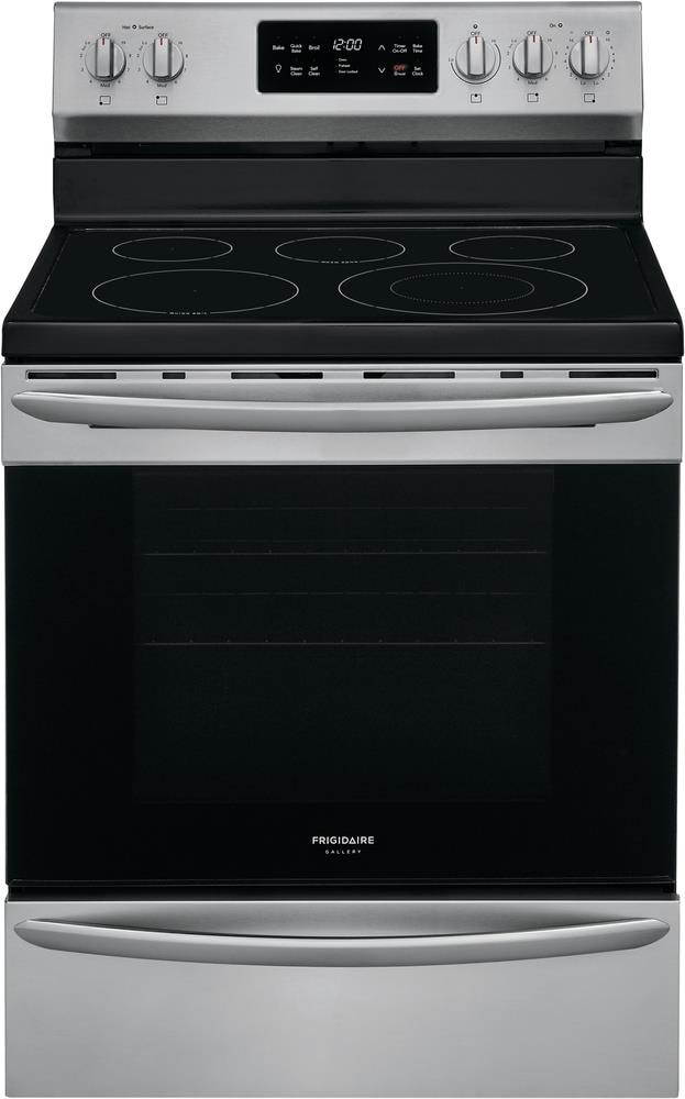 Frigidaire Gallery 30-in Smooth Surface Glass Top 5 Elements 5.4-cu ft Self-Cleaning Convection Oven Freestanding Electric Range Fingerprint -  GCRE302LAF