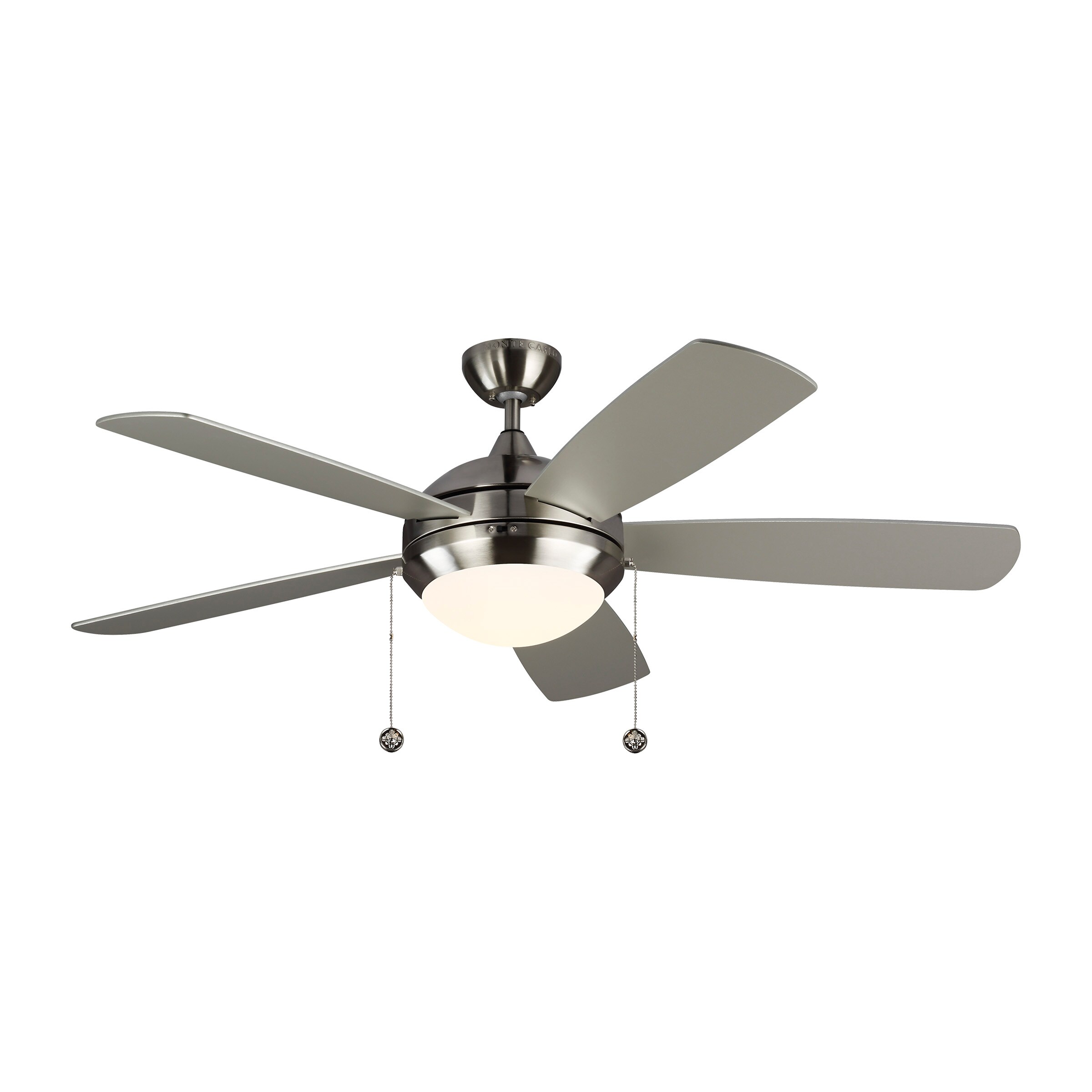 Brushed Steel Monte Carlo 5DI52BSD-L 52" Fan 5 Blades Light and Pull Chain 
