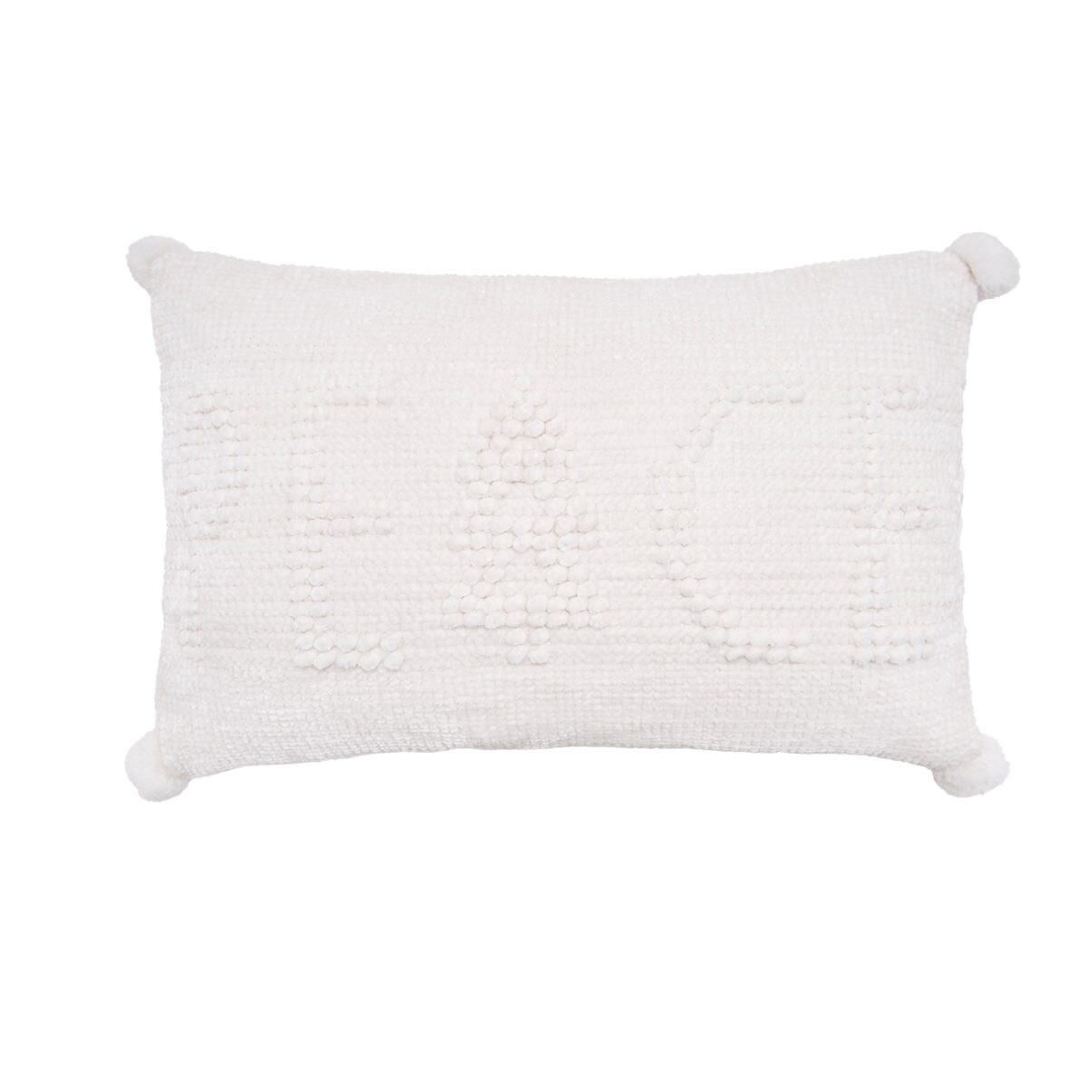 "Peace" White Typography Christmas Cotton Blend Mini Accent Pillow 14" x 22"