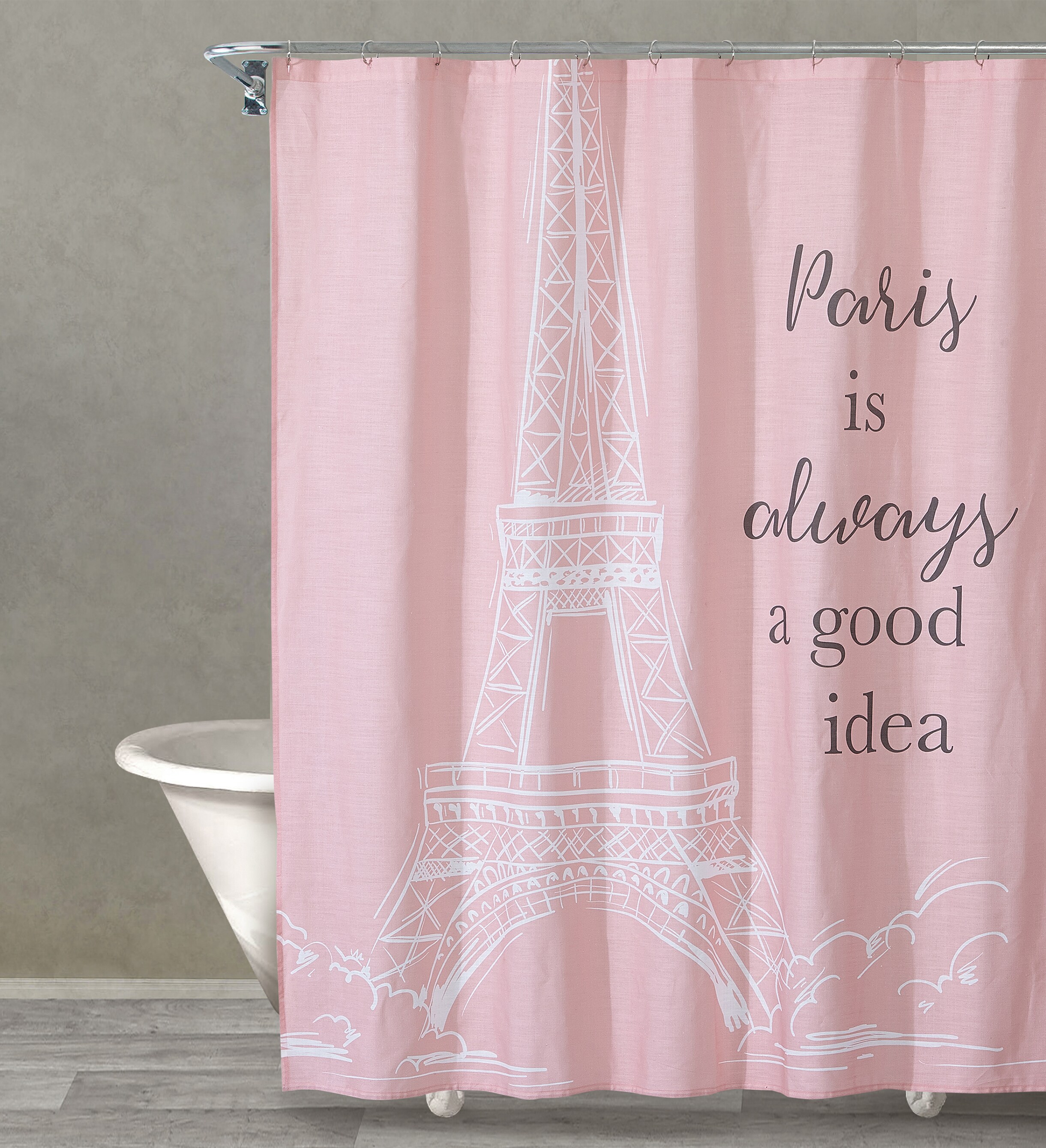 Style Quarters A-YPP-SC 72-in W x 72-in L Pink Graphic Print Polyester Shower Curtain