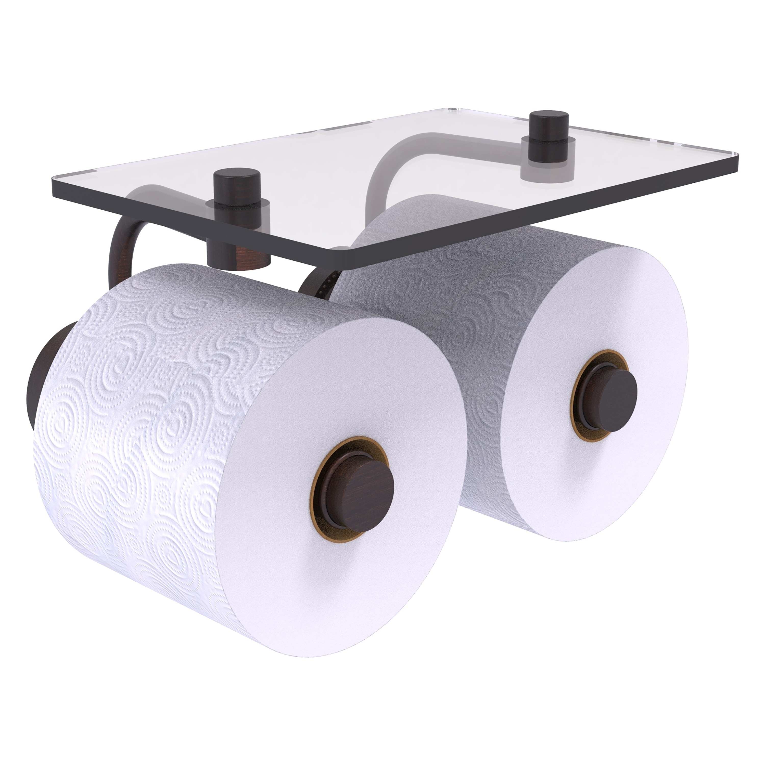 Allied Brass DT-24-2S-VB Dottingham Venetian Bronze Wall mount Double post Toilet Paper Holder 2 -Rolls with Storage
