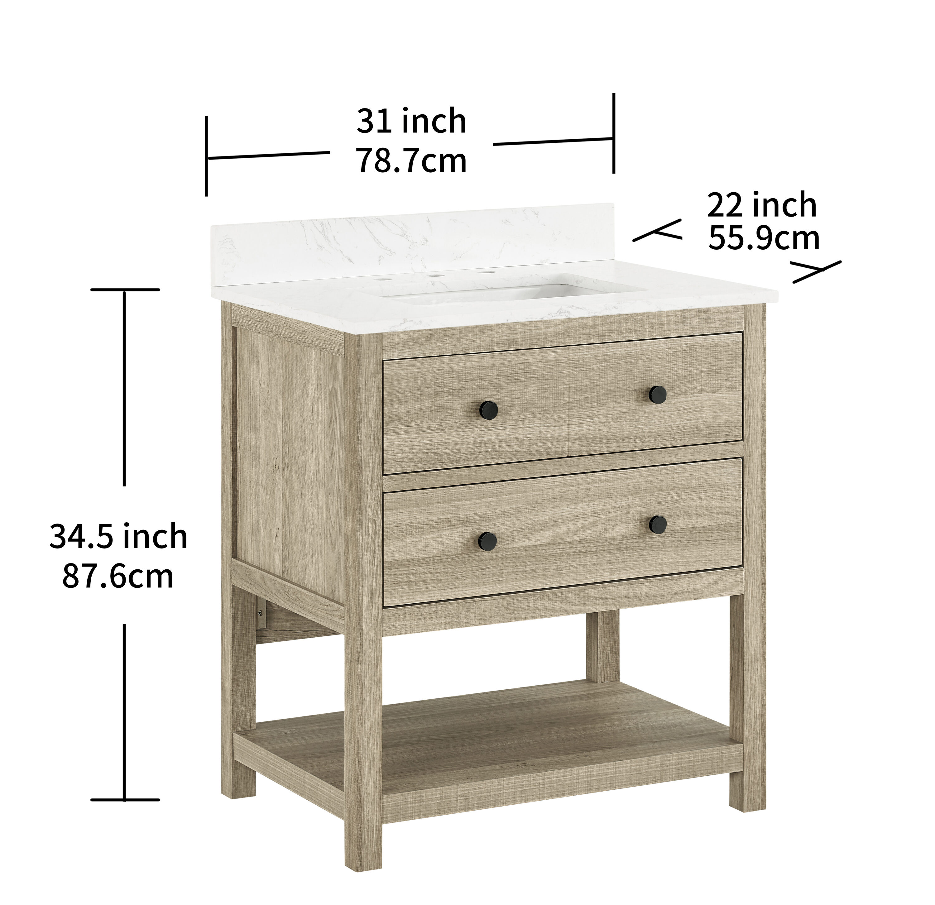 Style Selections Franky 31-in Light Wood Undermount Single Sink ...