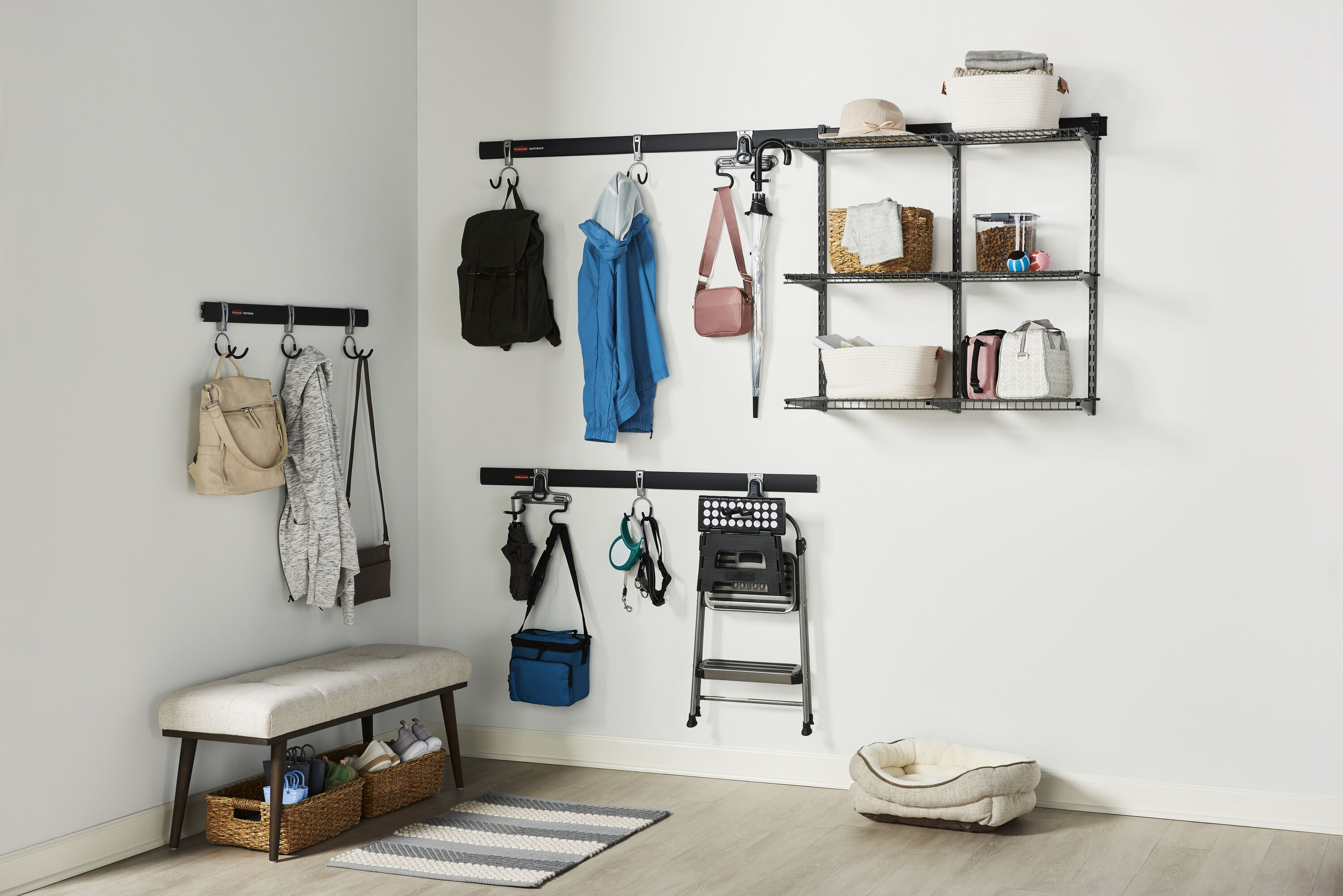 Rubbermaid Fast Track Garage Storage All-in-One Rail Shelving Kit