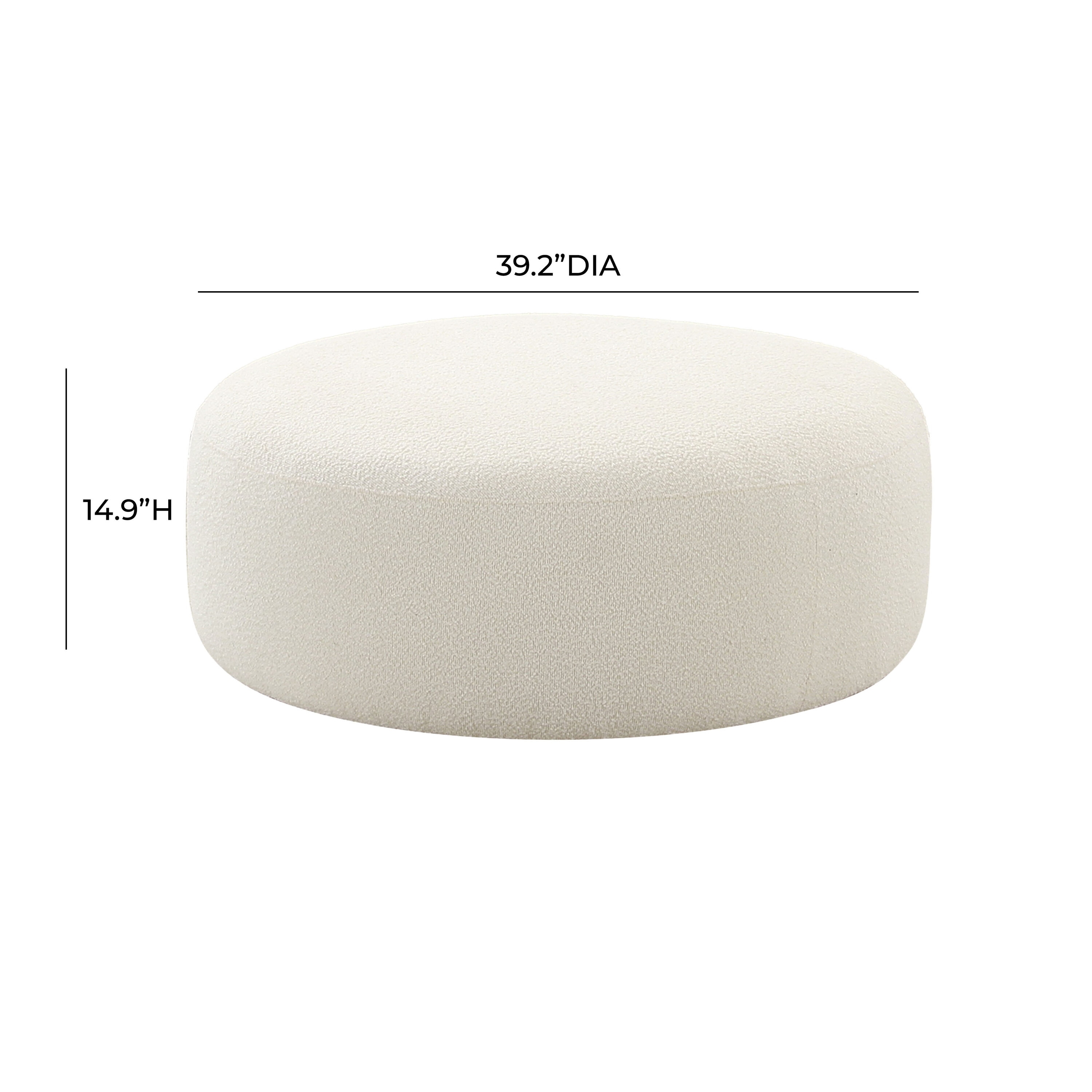 Broohah Cream Boucle Round Ottoman