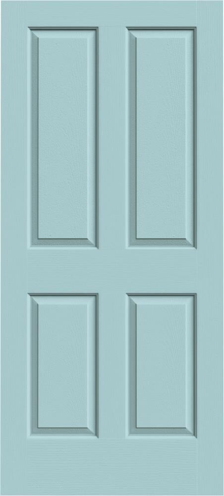 JELD-WEN Coventry 36-in X 80-in Caribbean Blue 4 Panel Square Smooth ...