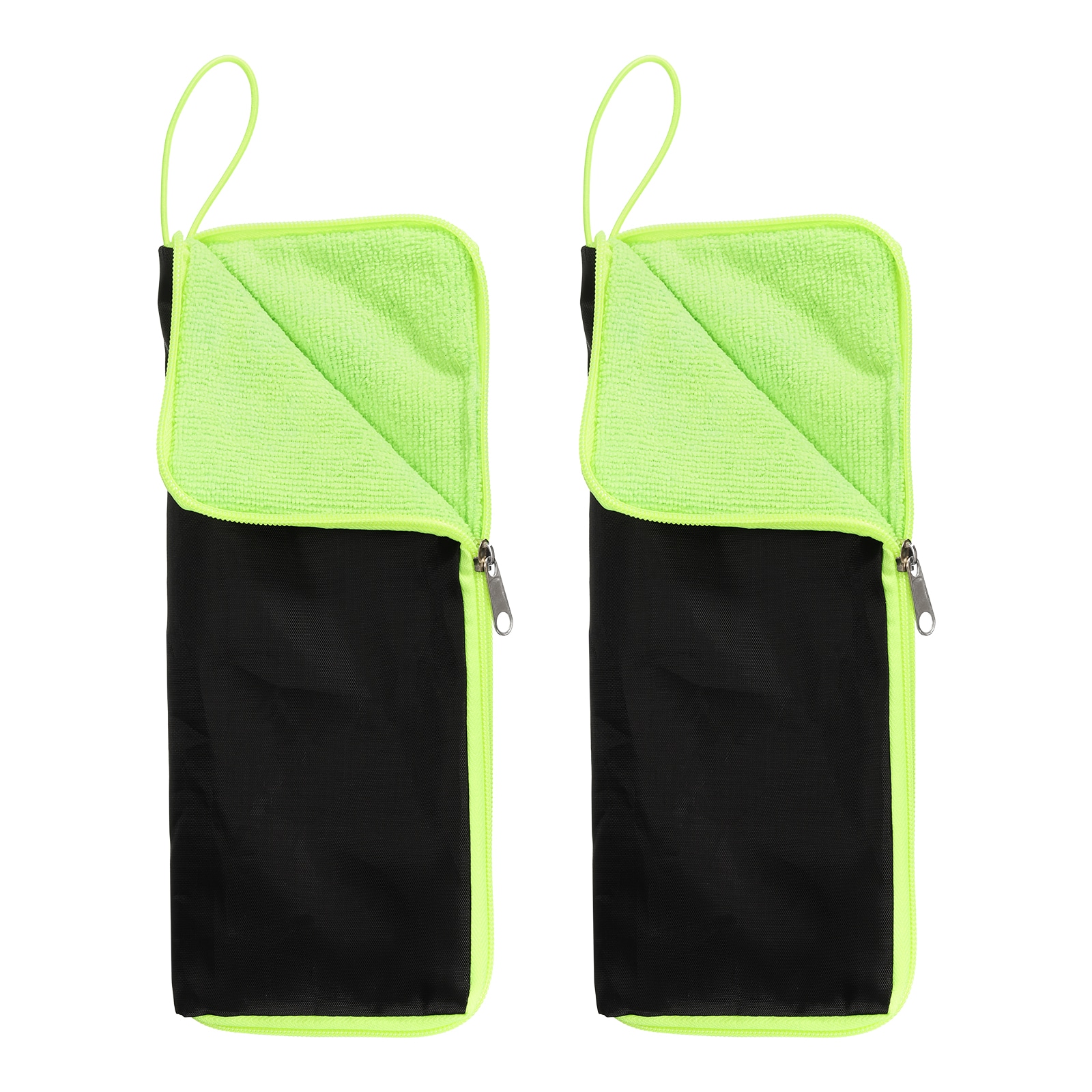 Harfington 2pcs Wet Umbrellas Bag 11 Inch Oxford Cloth Umbrellas Sleeve Cover with Microfiber Inner Waterproof Portable Compact Cases for Folding Travel Umbrellas Green