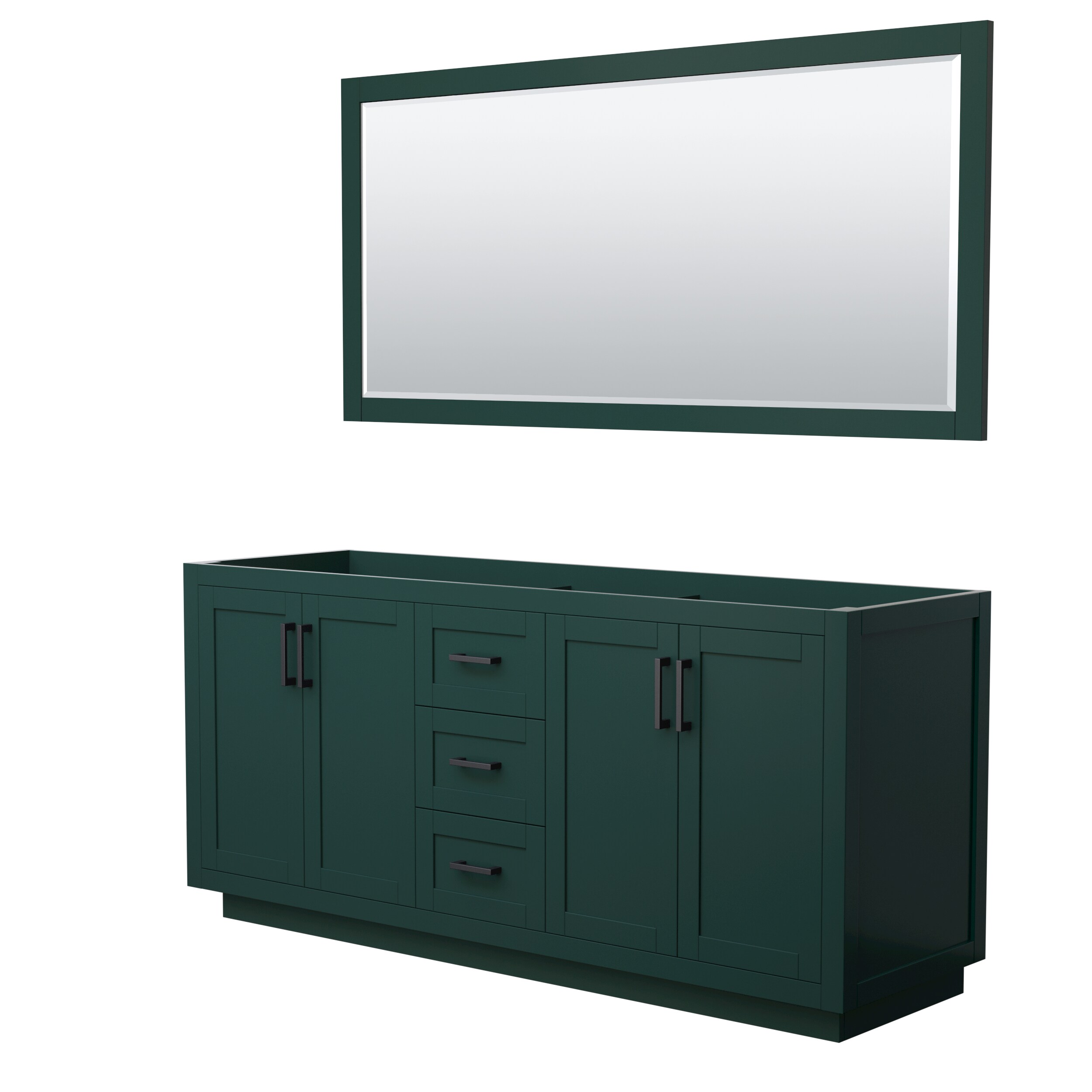 Wyndham Collection WCF292972DGKCXSXXM70 Miranda 72-in Green with Matte Black Trim Bathroom Vanity Base Cabinet without Top (Mirror Included)