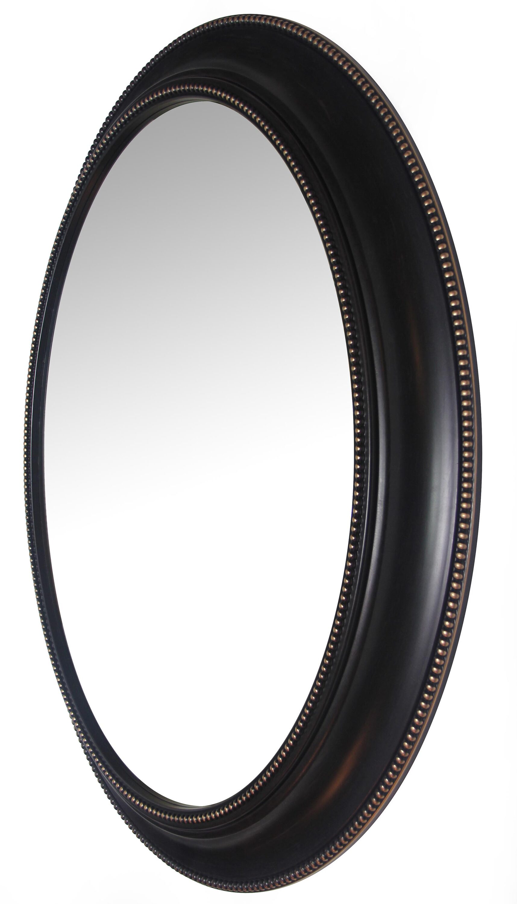 Antique Gold Beaded 34" Oval Wall Mirror