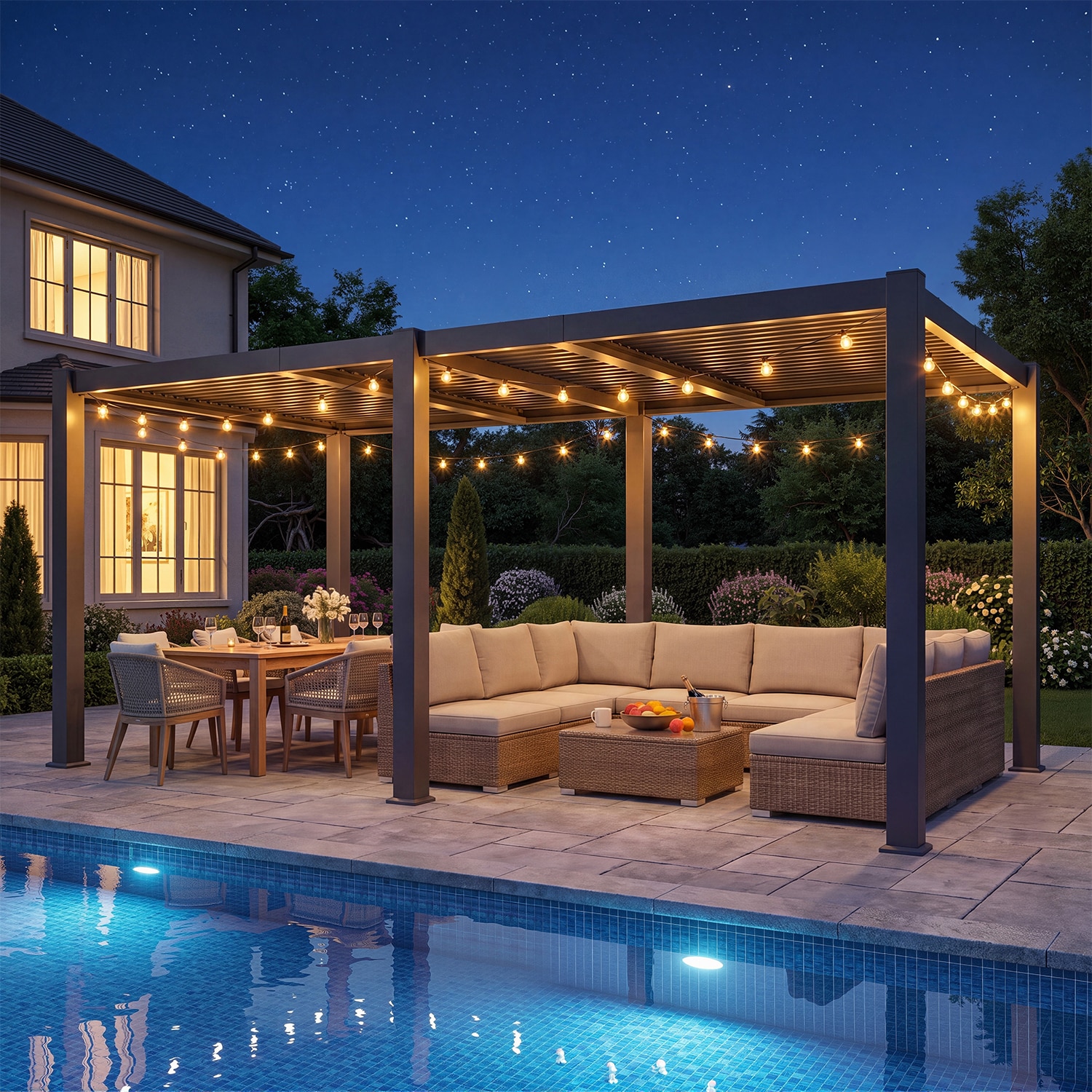Nordivale 20x10FT Metal Frame Pergola with Adjustable Louvered