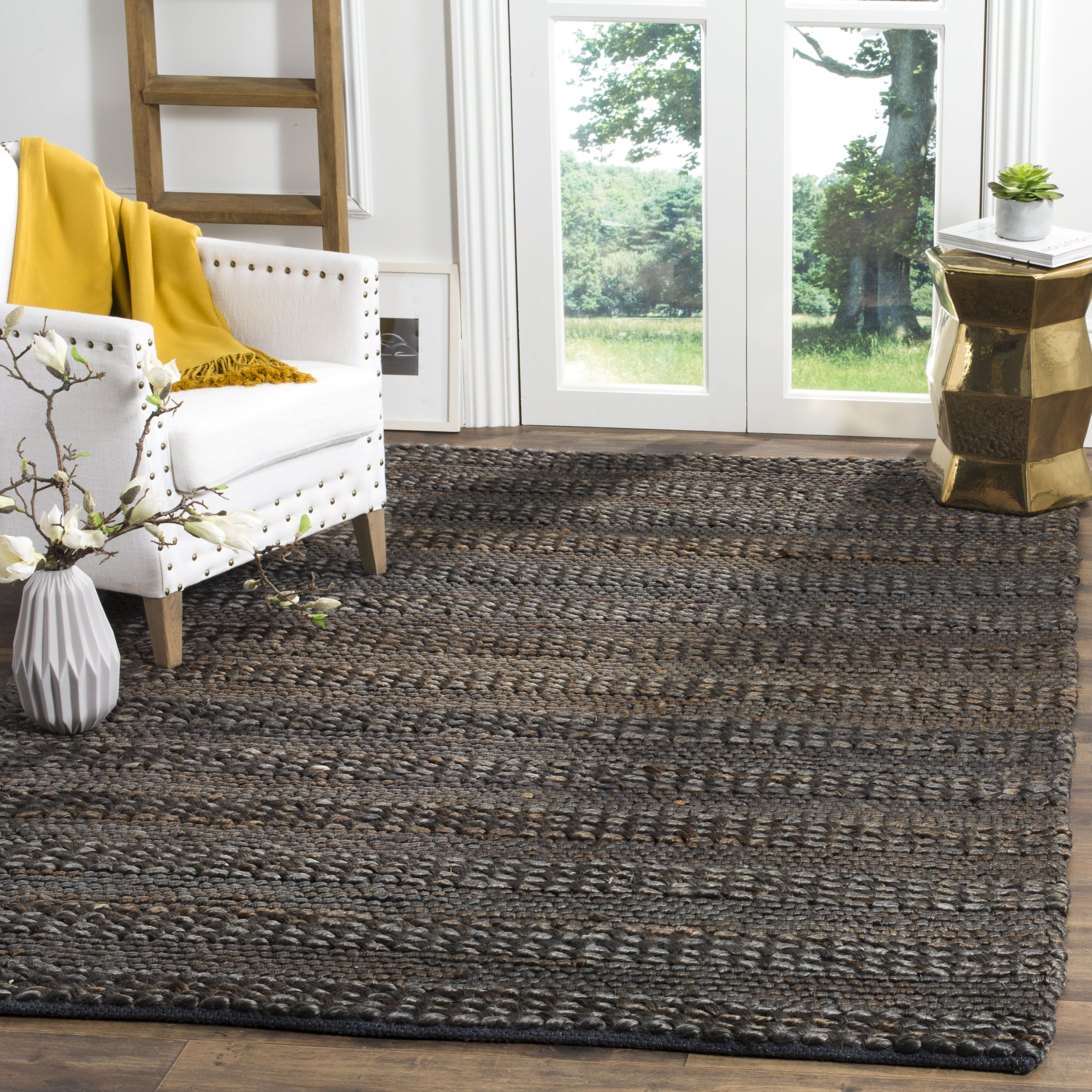 Jute Entrance Rug - Charcoal/Natural Stripe