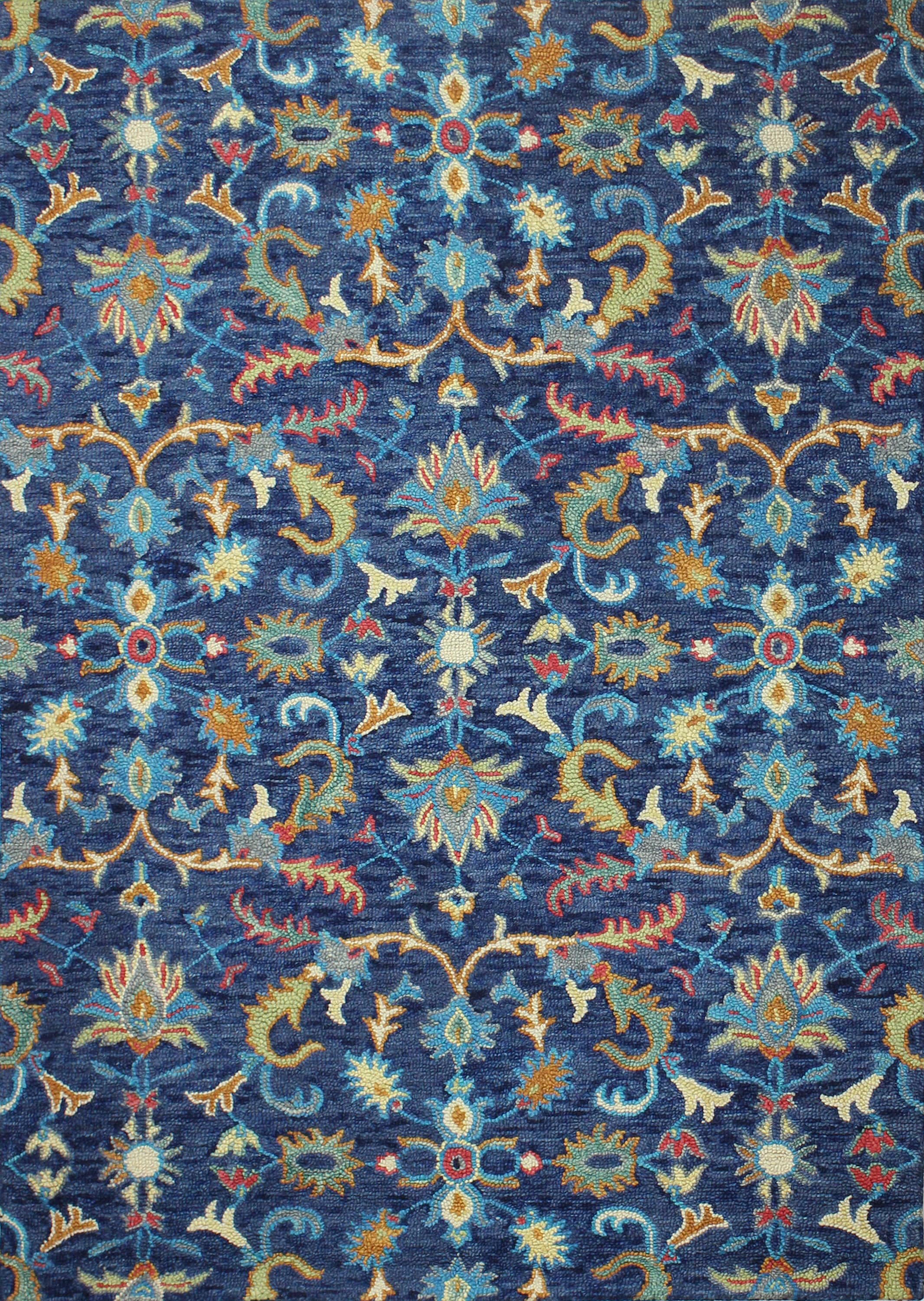Bashian 649652264172 8 X 10 (ft) Wool Navy Indoor Floral/Botanical Oriental Area Rug