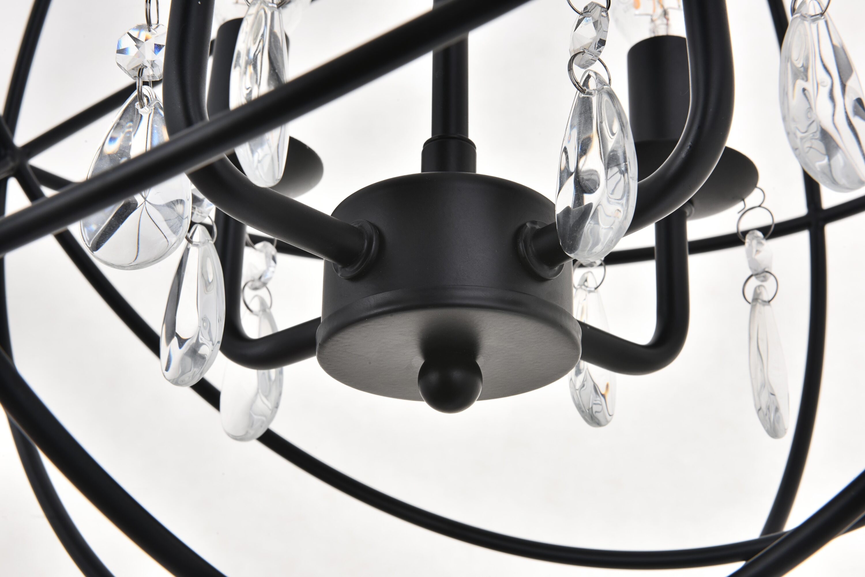 Elegant Wallace 4-Light Crystal Sphere Pendant in Matte Black