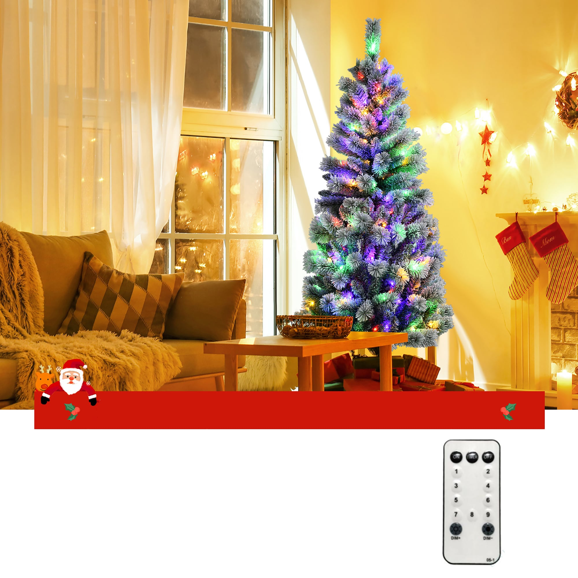 6-Foot White Pine Pre-Lit Christmas Tree with Remote Control Lights