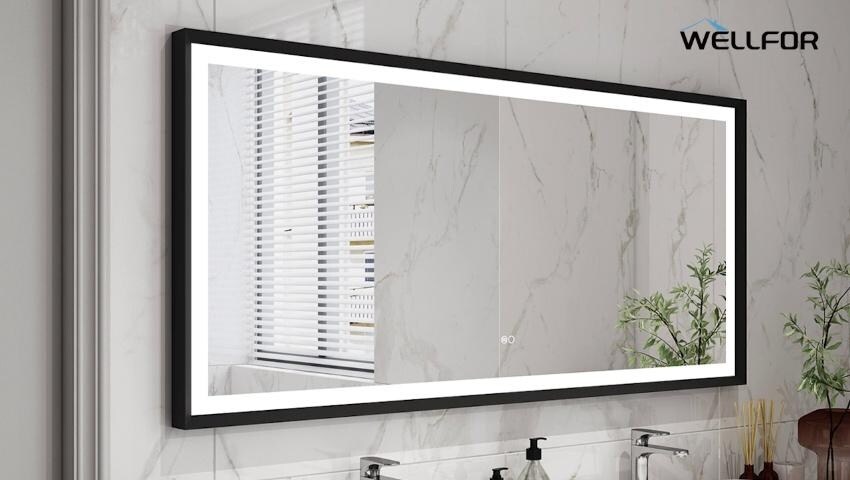 WELLFOR Luky 28-in x 36-in Framed Rectangle Dimmable Lighted