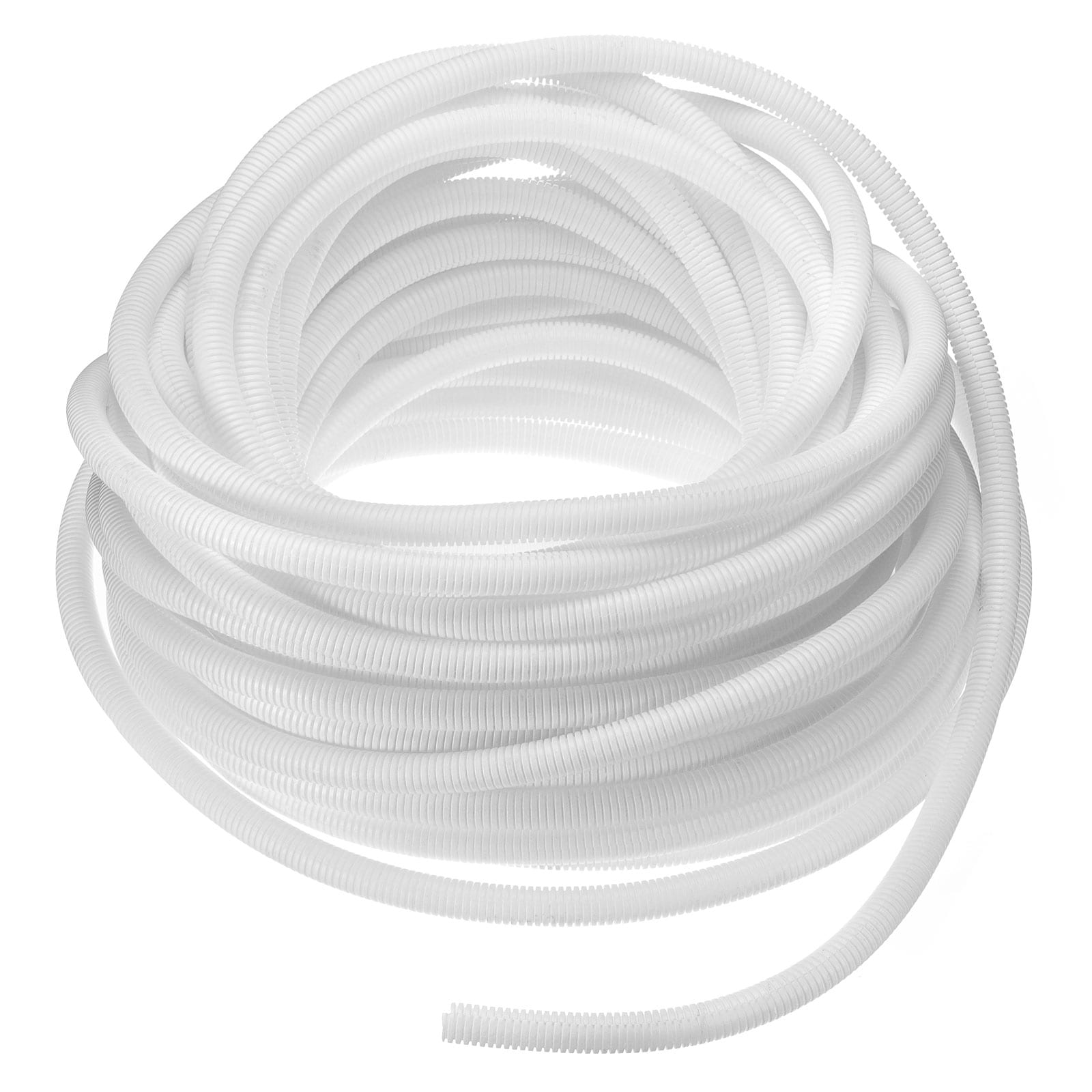 Unique Bargains 1/2 Inch x 100 Ft Split Wire Loom Tubing Guard Convoluted Flex Protective Split Cable Conduit Flexible Wire Protector Tubing Electrical Cord Cover White #S25120400UX2525