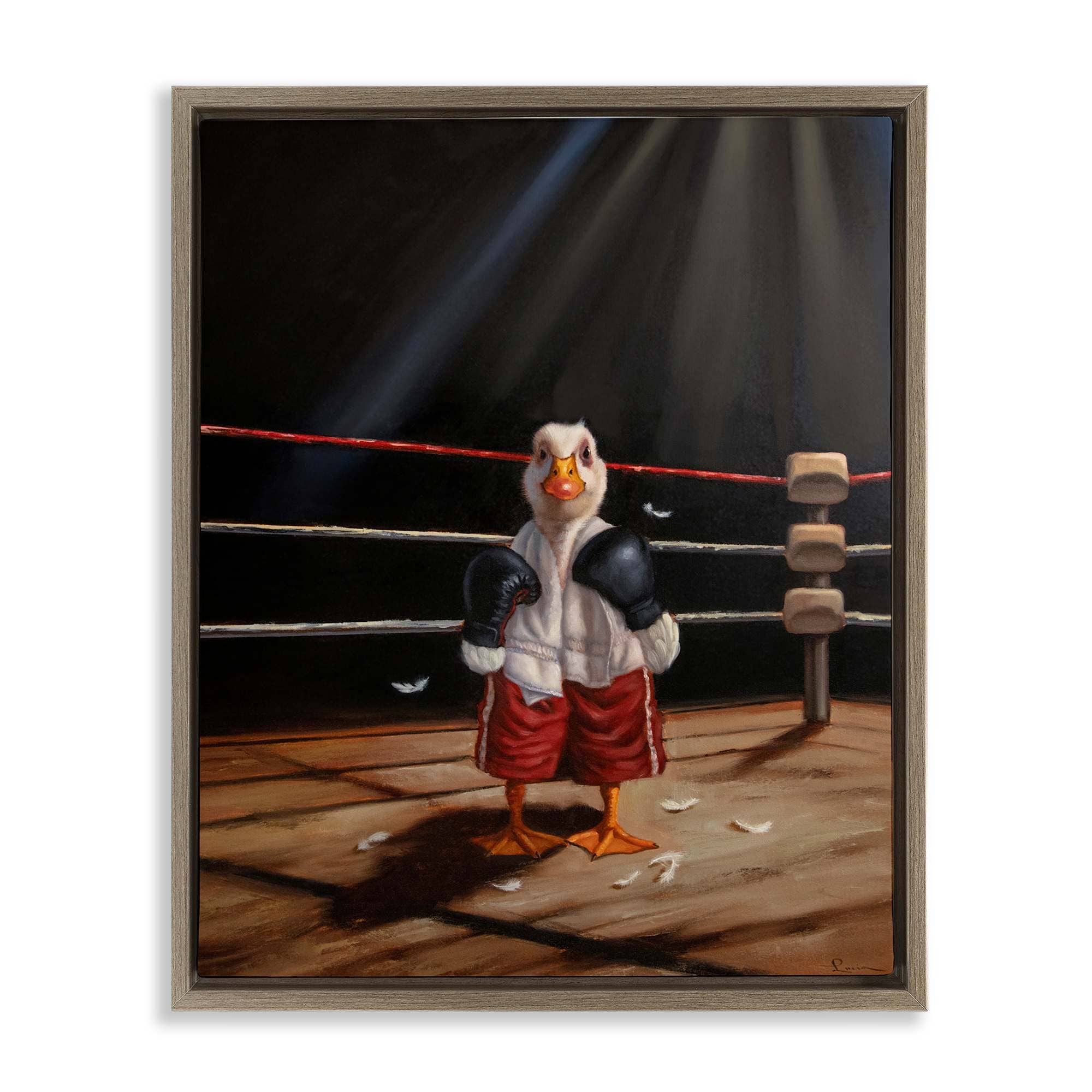 Stupell Industries BS-779-FFE-16X20 Duck in Boxing Ring Floating Frame design by Lucia Heffernan
