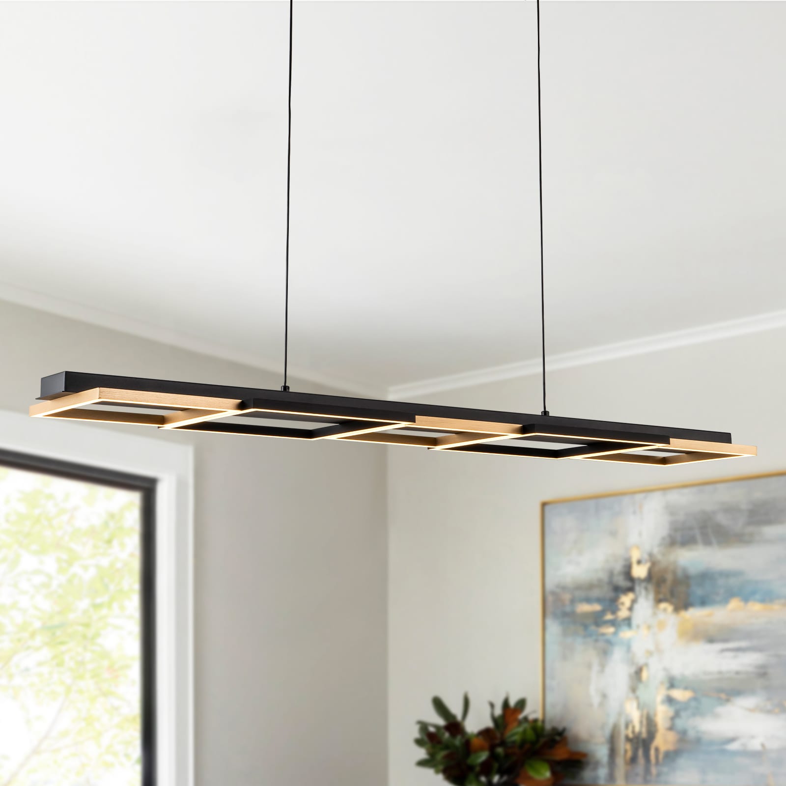 EDISLIVE Y81010000056978 5 -Light Black Gold Modern/contemporary Linear Integrated LED Large Hanging Kitchen island light