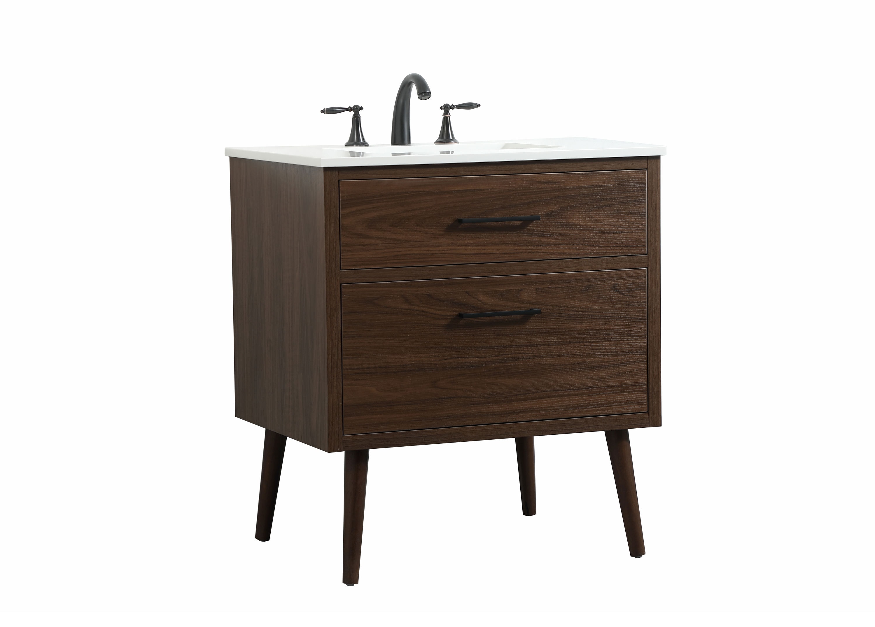 Walnut Mid-Century Modern Single Bathroom Vanity