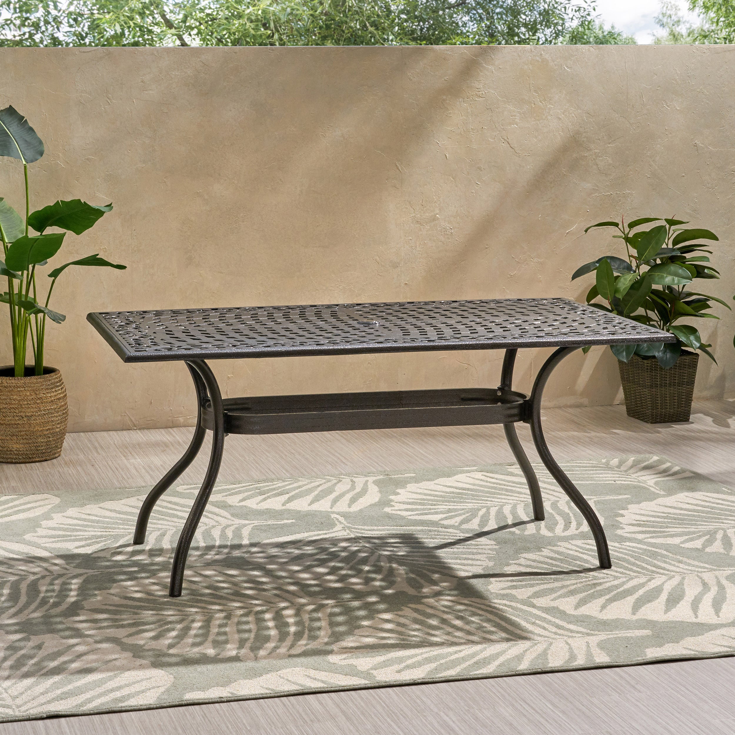 Moda Furnishings MD57704 GIGI Rectangle Outdoor Coffee 37.5-in W x 67-in L with Umbrella Hole