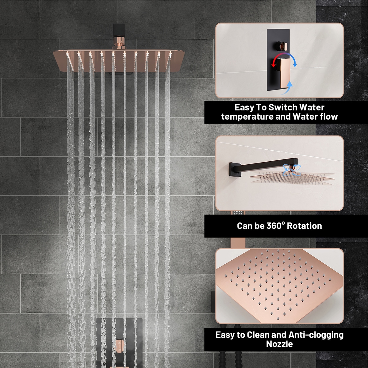 Mondawe WF6360-10BRG Showerhead-Bar-Panels - View #6