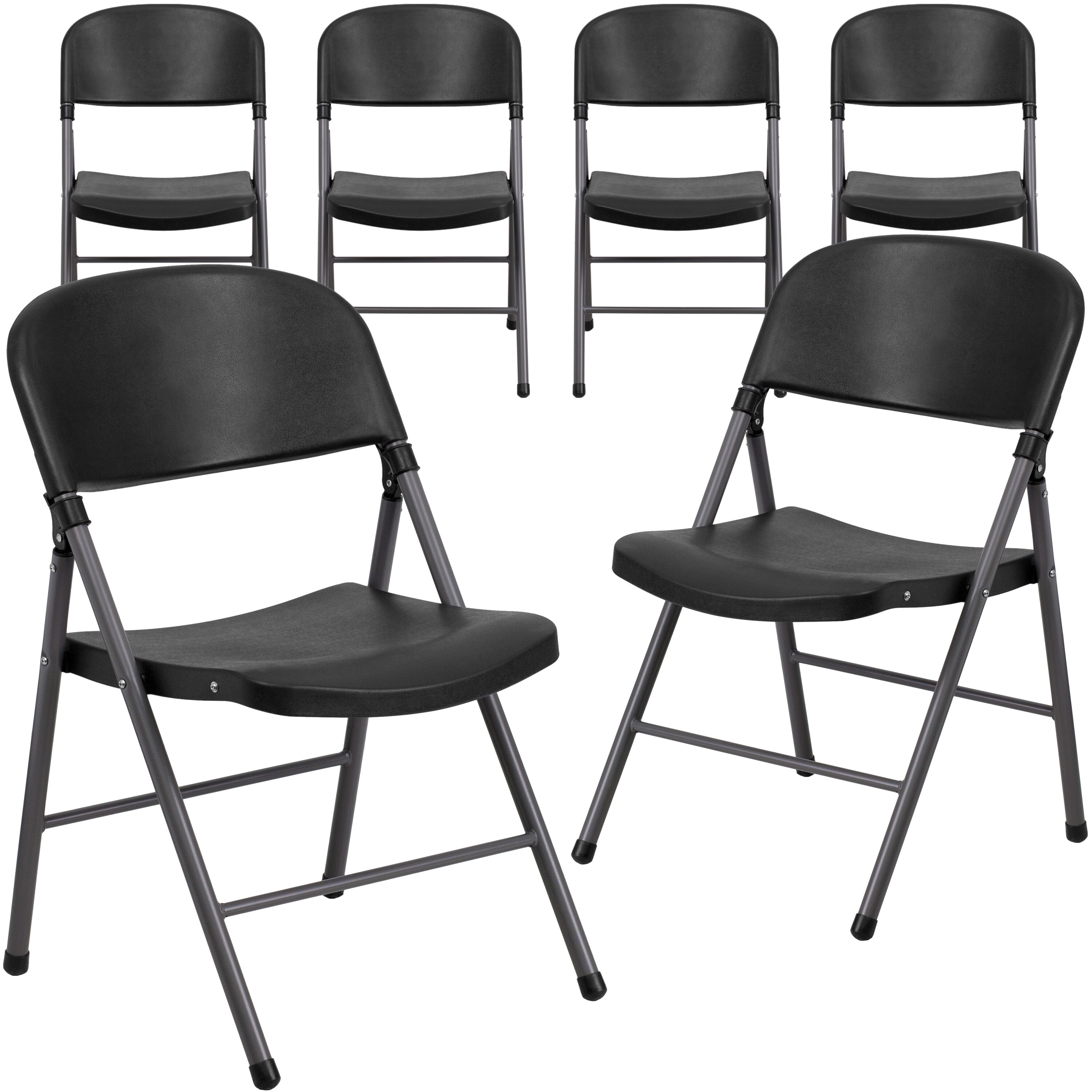 Black Folding Cushion Chair - 4 Pack 19.25 x 21.5 x 35.5