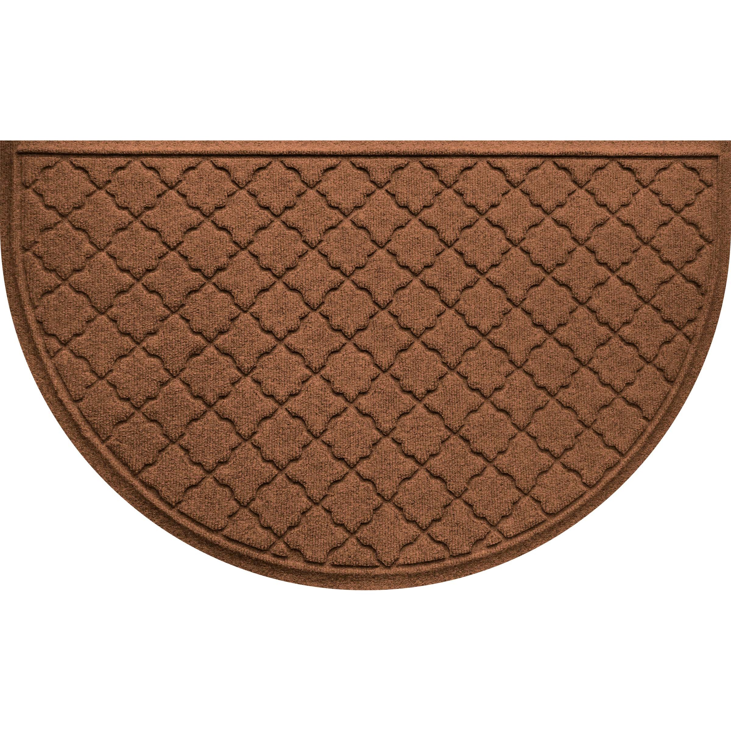 Dark Brown Polyester Half Round Indoor Outdoor Doormat
