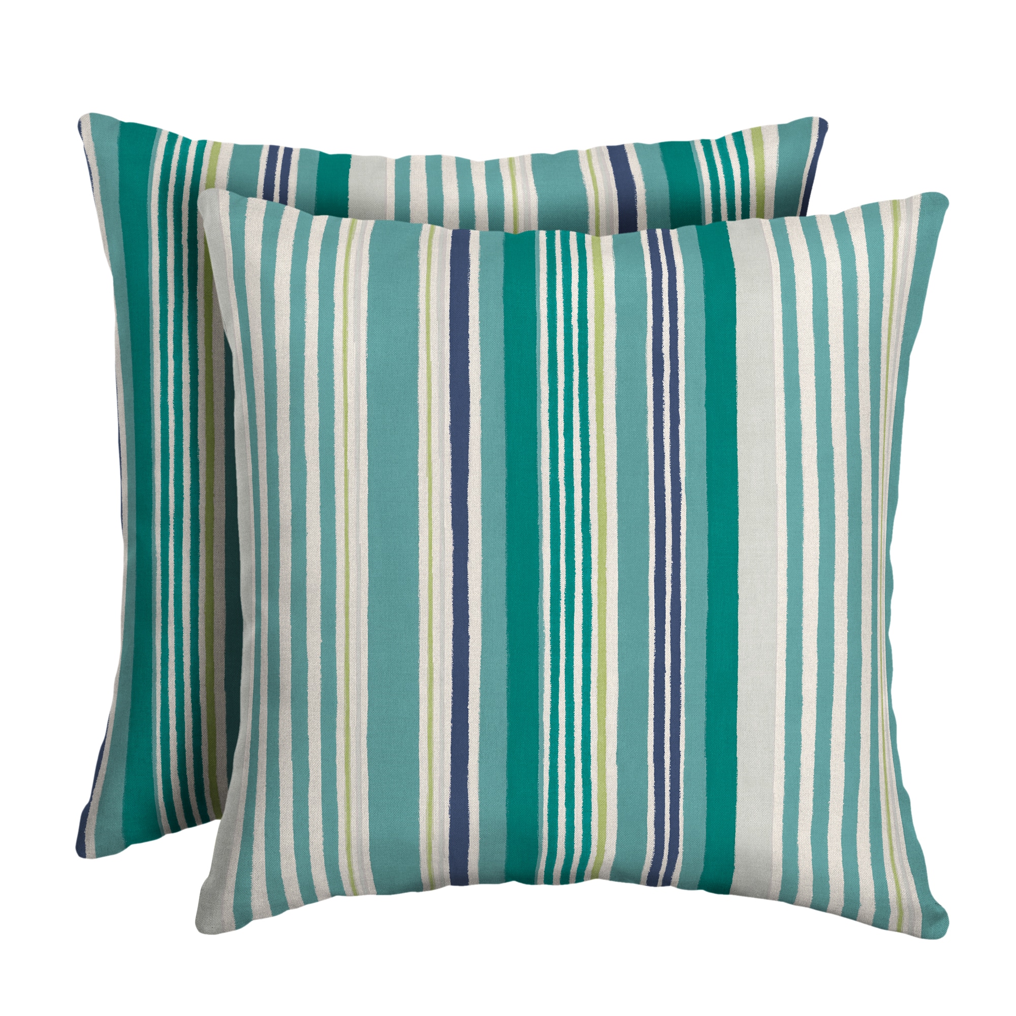 Arden Selections 16 in. x 16 in. Blue Shibori Stripe Outdoor Square Throw Pillow (2-Pack)