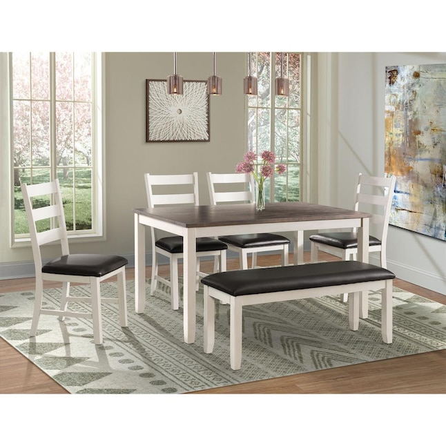 Picket House Furnishings Kona Brown, White Dining Room Set With Glass Table