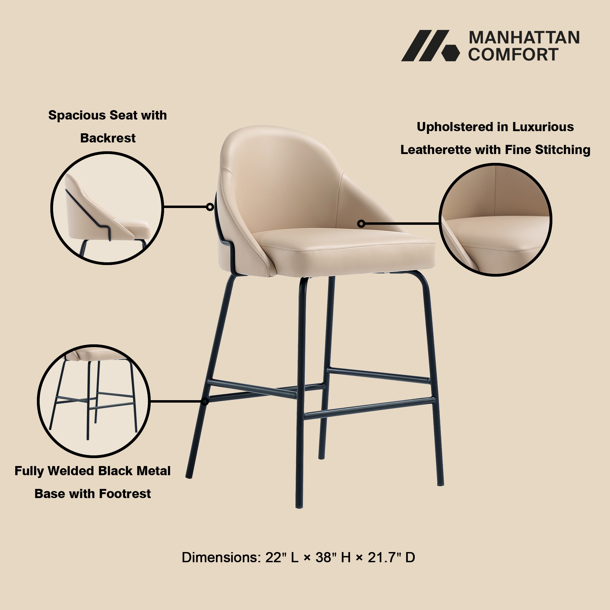 Manhattan Comfort 2-CS019-BTN stools - View #4
