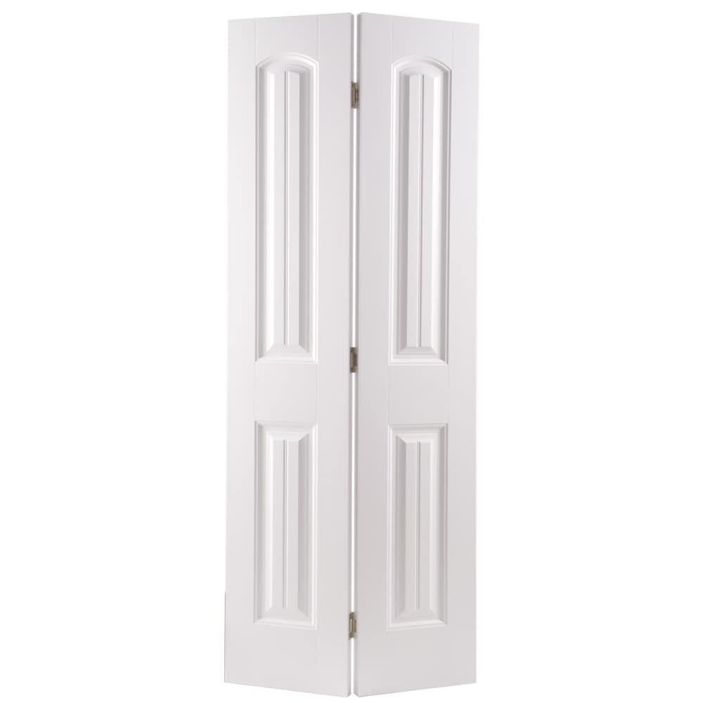 Masonite 630979 Cheyenne 24-in x 80-in Primed 2-panel round top Smooth Hollow core Primed Molded composite Closet Bifold Door ( Hardware Included )