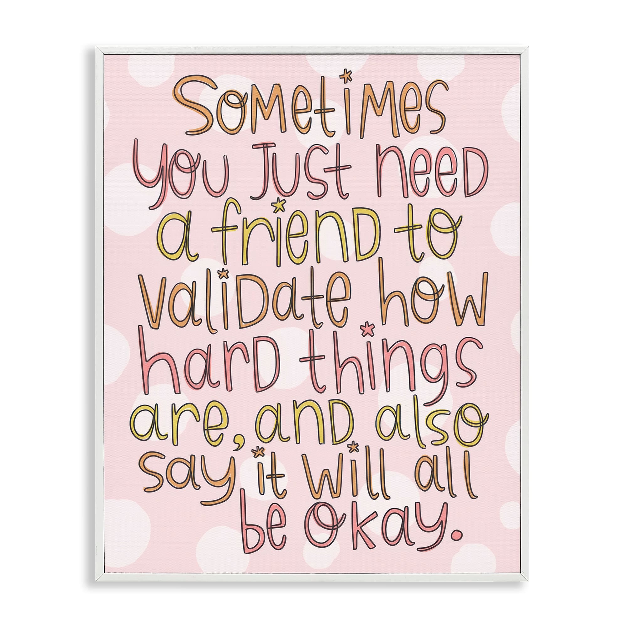Stupell Industries BS-321-WFR-11X14 Comforting Friendship Quote White Framed Giclee Art By Mandy Ford Art + Illustration 11 x 14