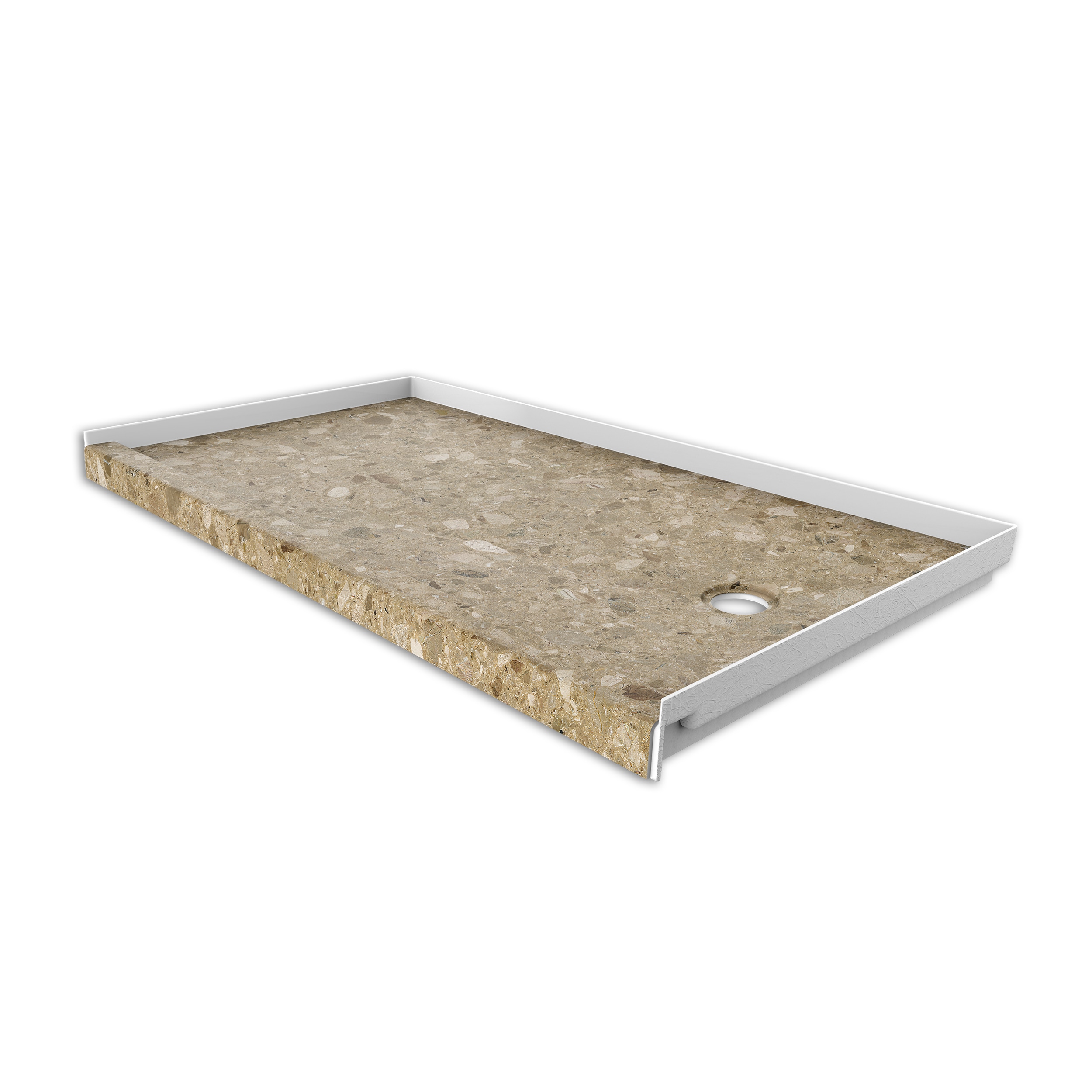 FlexStone FLXSBR6032PF 32-in W x 60-in L x 3.625-in H Petrafini Rectangle Shower Pan Base (Right Drain)