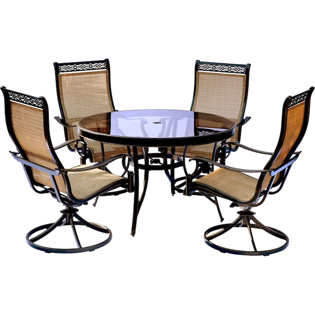 Hanover Monaco 5 Piece Bronze Patio Dining Set With Tan In The Sets Department At Com - Plastic Bronze Patio Set